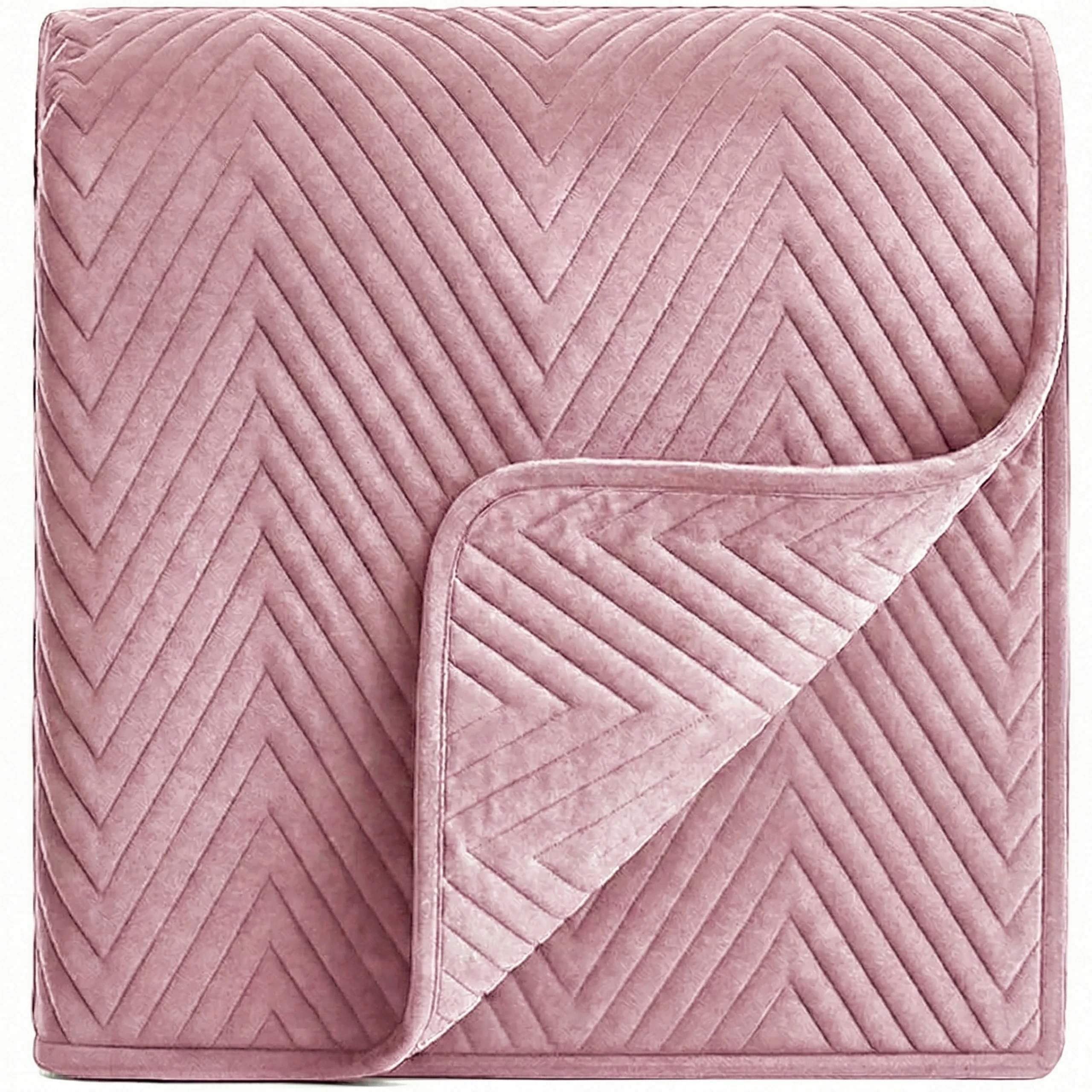 Narzuta Welurowa 220X240 Na Kanapę Premium Velvet Pikowana Pudrowy Róż