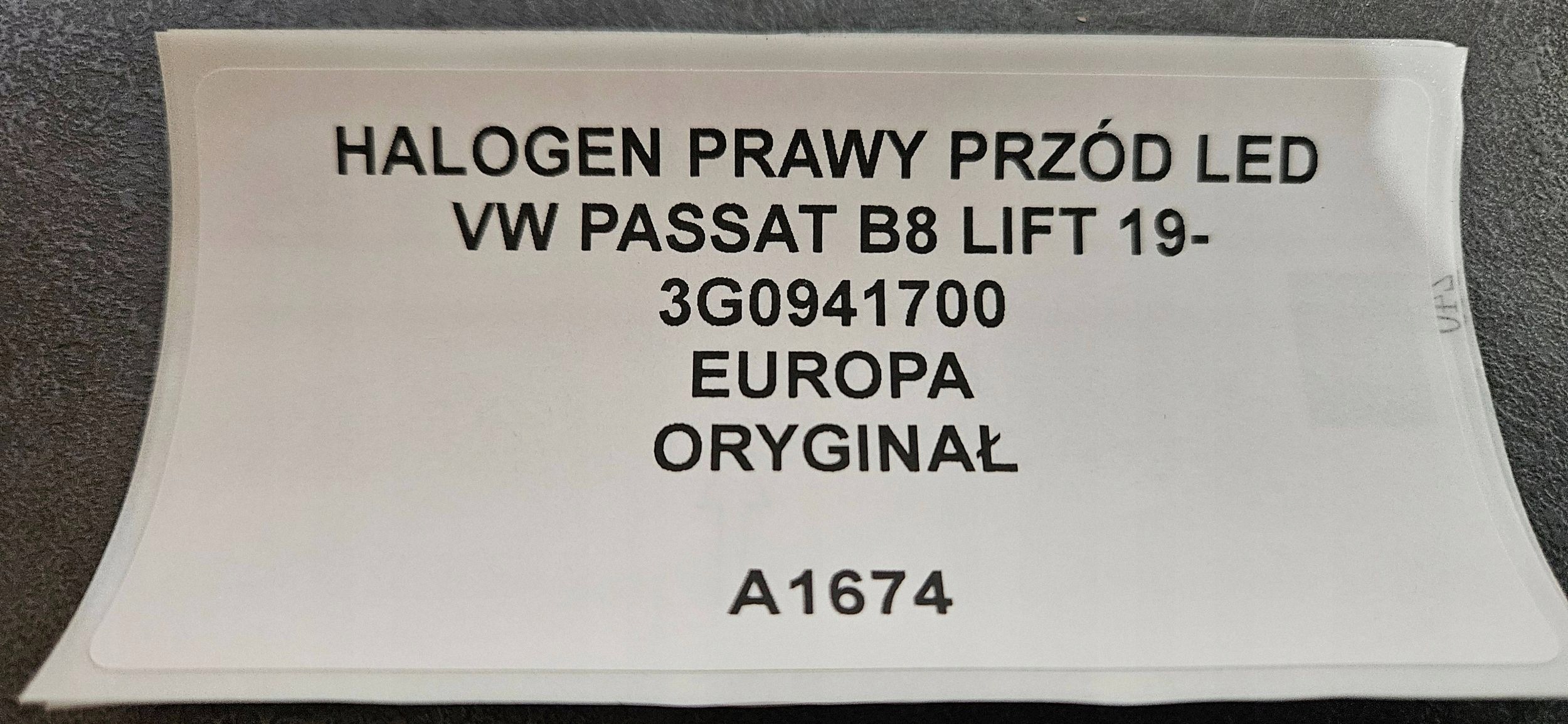 fog light right front LED VW PASSAT B8 LIFT 19- original 3G0941700