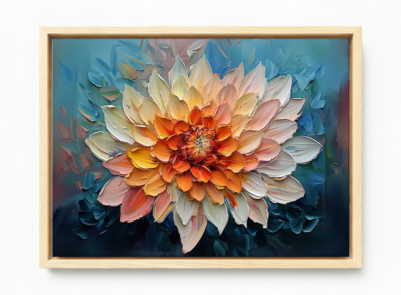 Obraz Rám Americká Krabička Příroda Květina Jiřina Chryzantéma 3D Textura 60x40