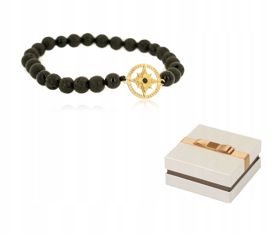 Zlato 585 Zlatý náramek Pánský kompas s Runami Odina 14 karátů BZ71