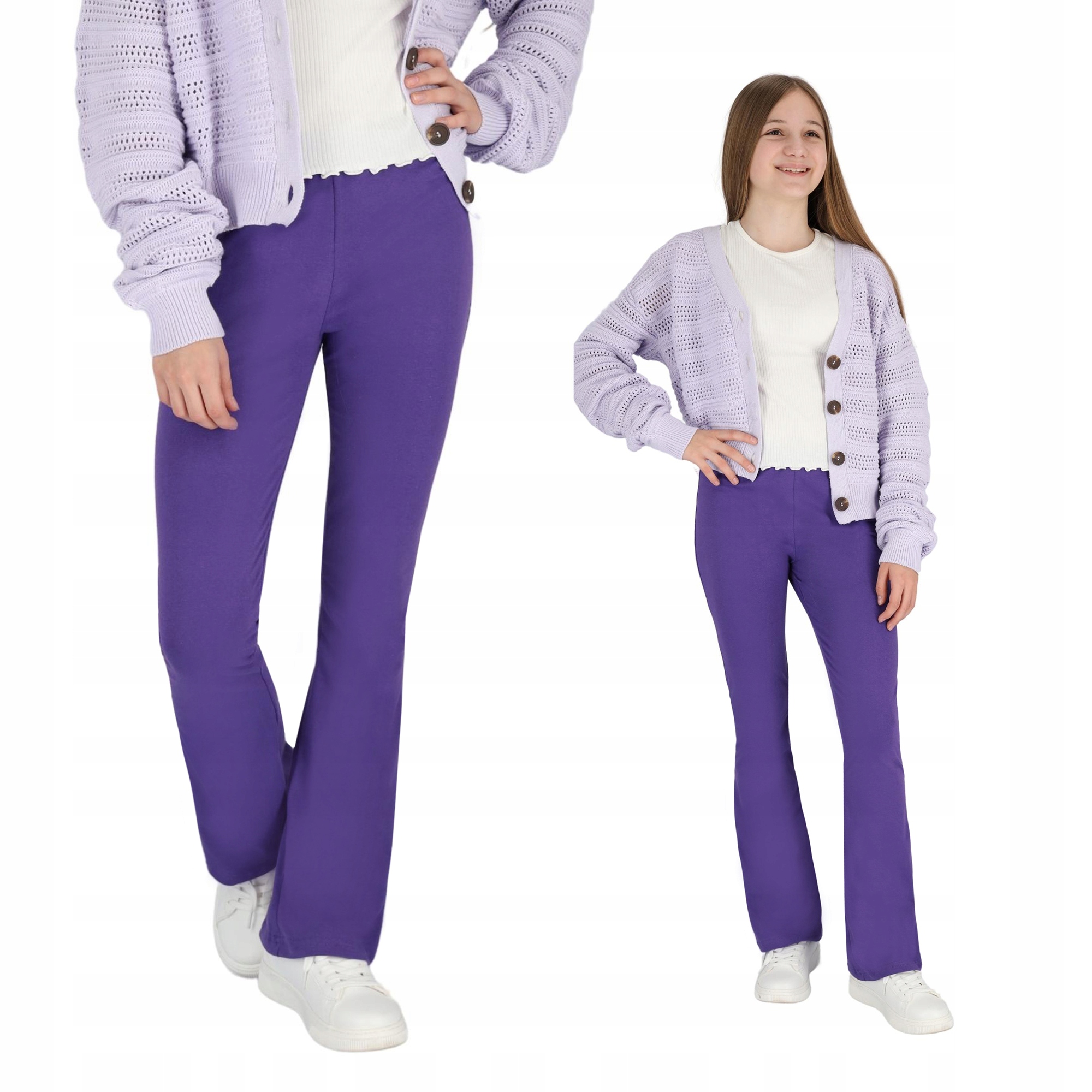 DZIECIĘCE DZWONY LEGGINSY BAWEŁNIANE FIOLET 146