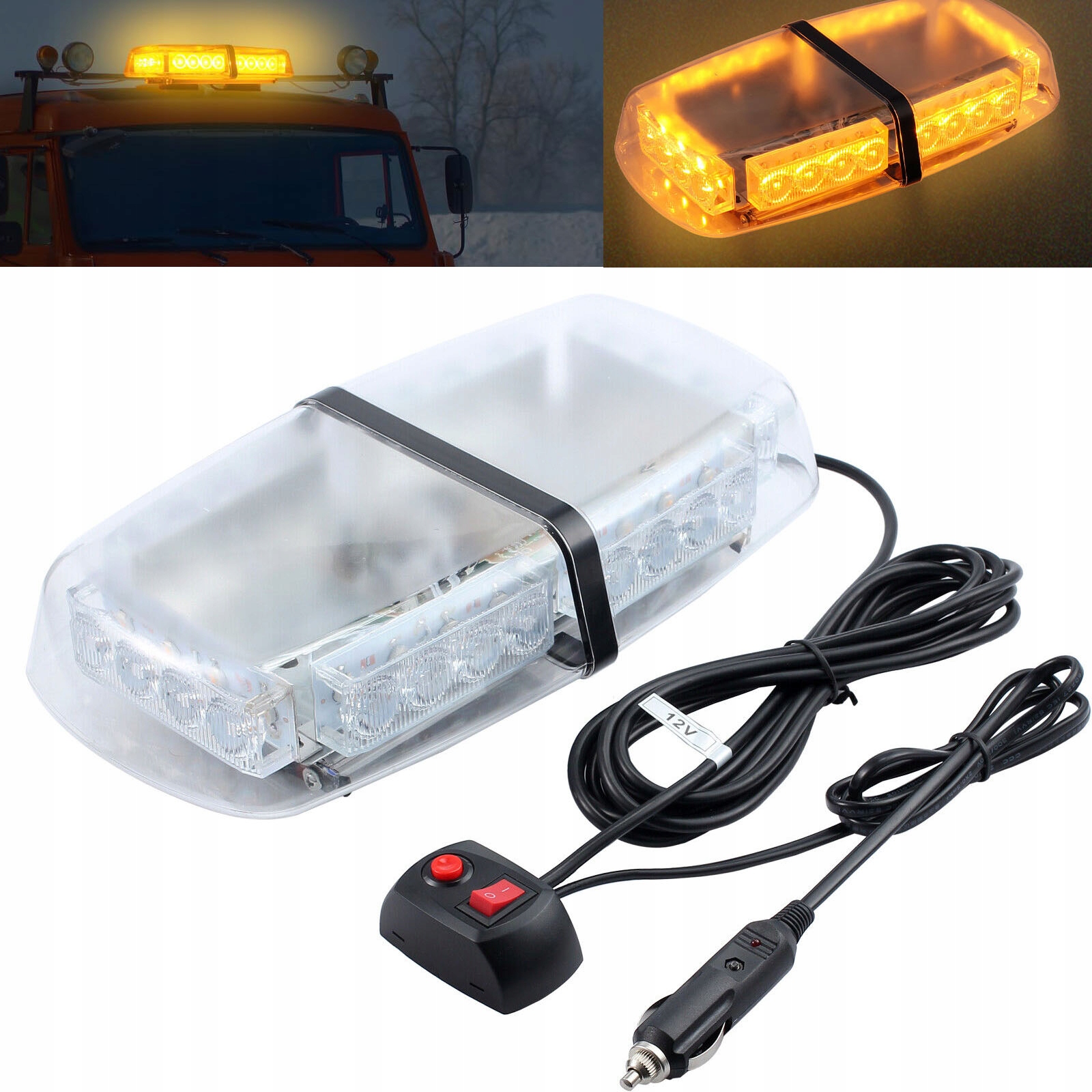 Otočná výstražná lampa 24 Led nouzové výstražné světlo 12V/24V