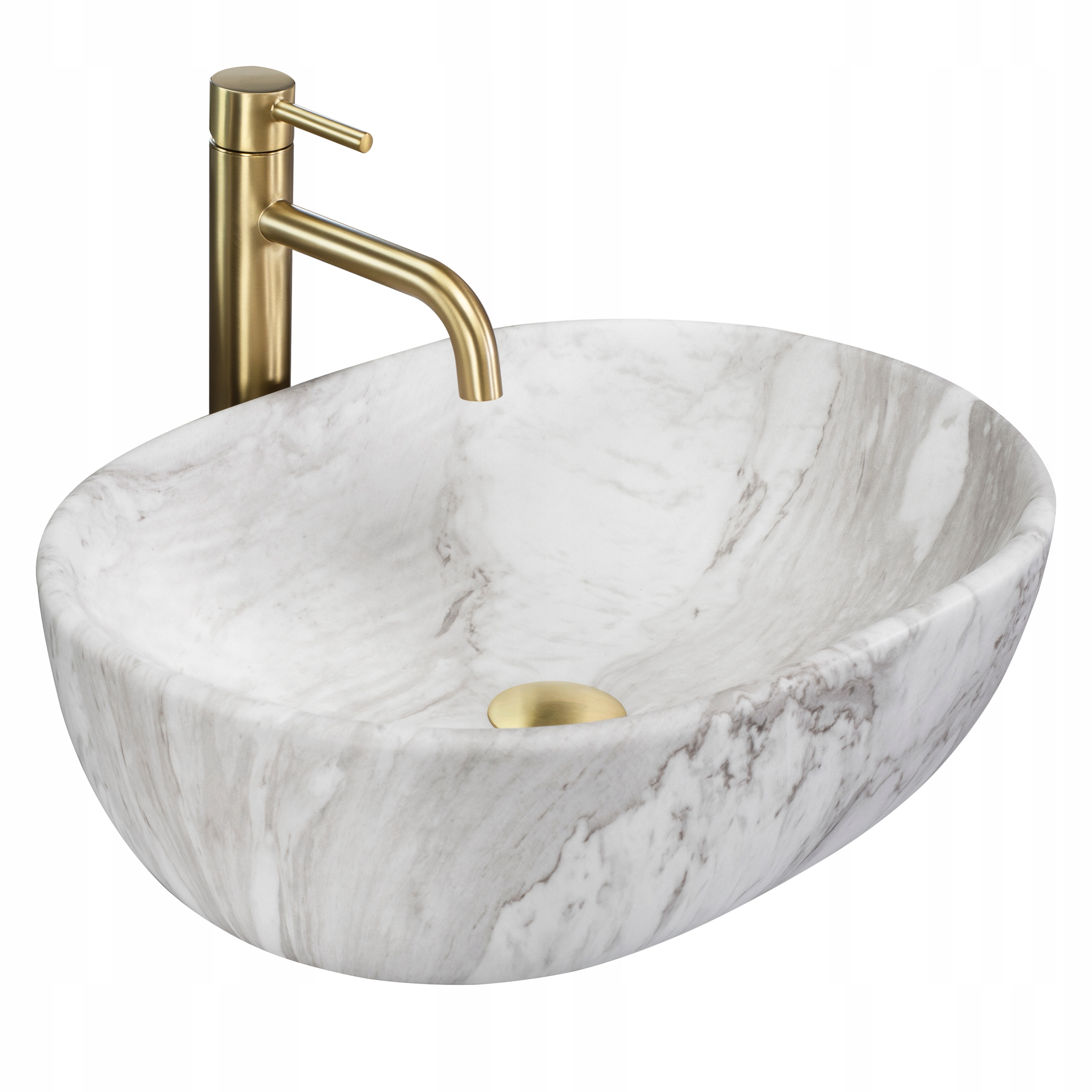 Umývadlo Na Dosku Oválne Rea Amelia 48 Ash Matt Sivé Matné Kamenné 48 cm