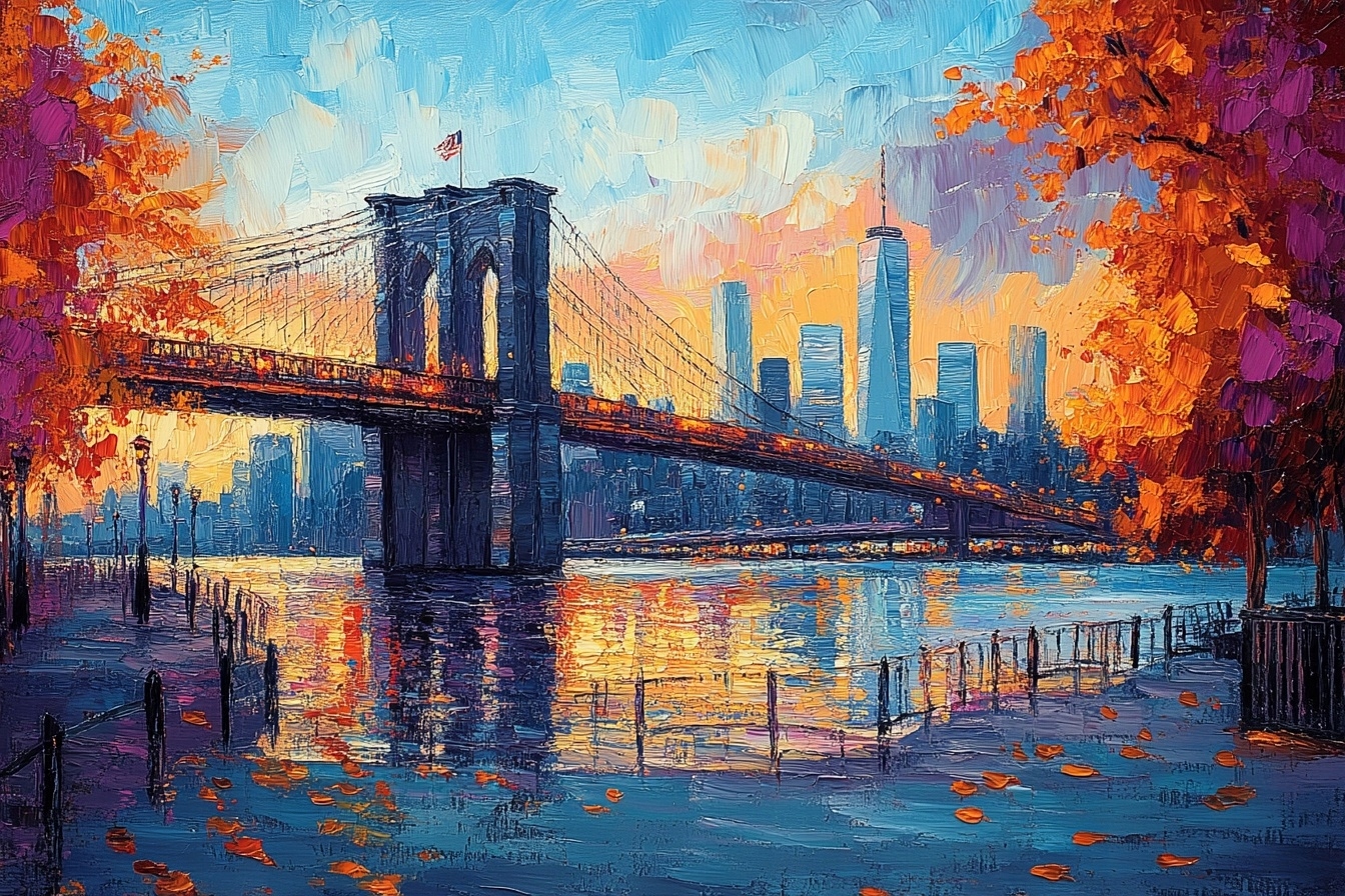 Obraz Na Plátně Canvas Manhattan Brooklyn Bridge Podzimní Most Nyc 120x80