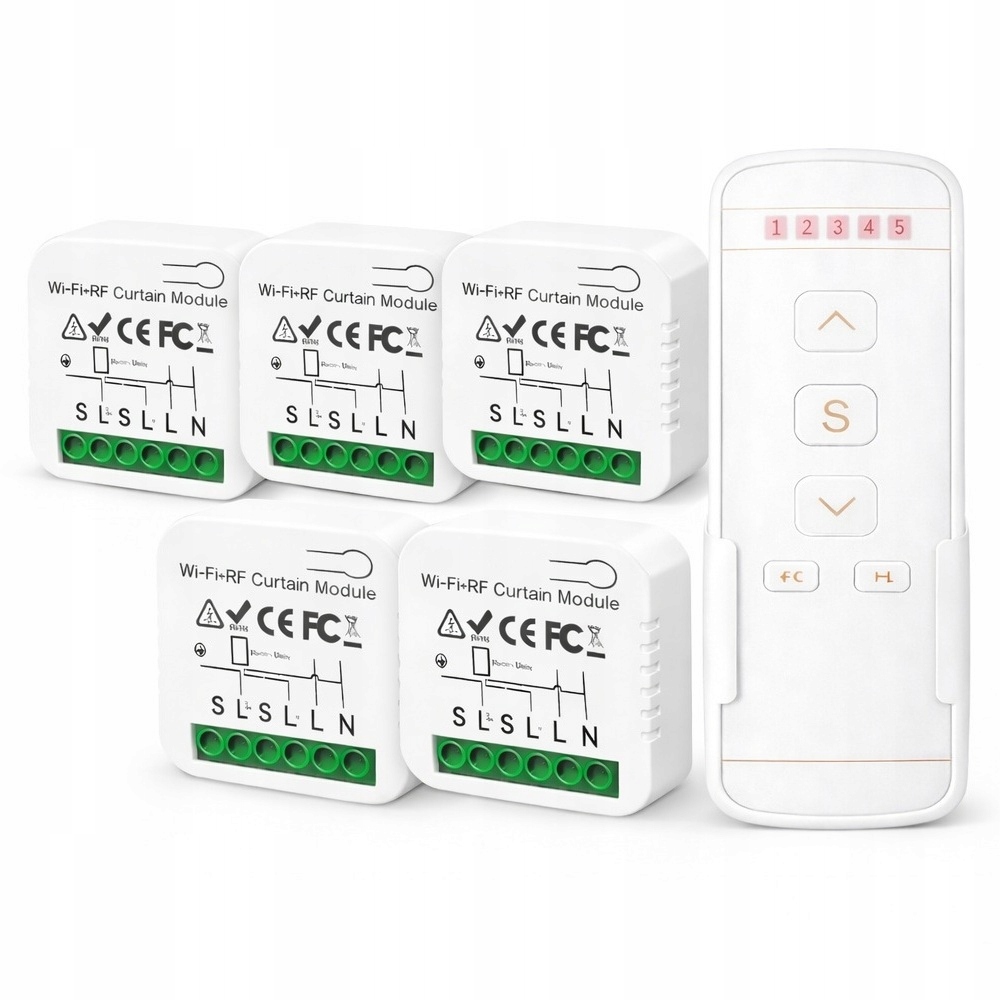 5 x ovládač rolet WiFi 5-kanálový diaľkový ovládač Ovládanie rolet