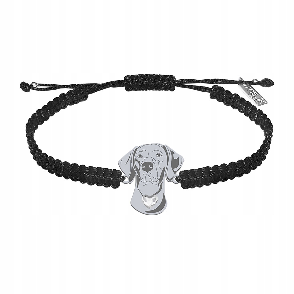 Stříbrný náramek s psem Uherský krátkosrstý 925 Makramé Gravírování