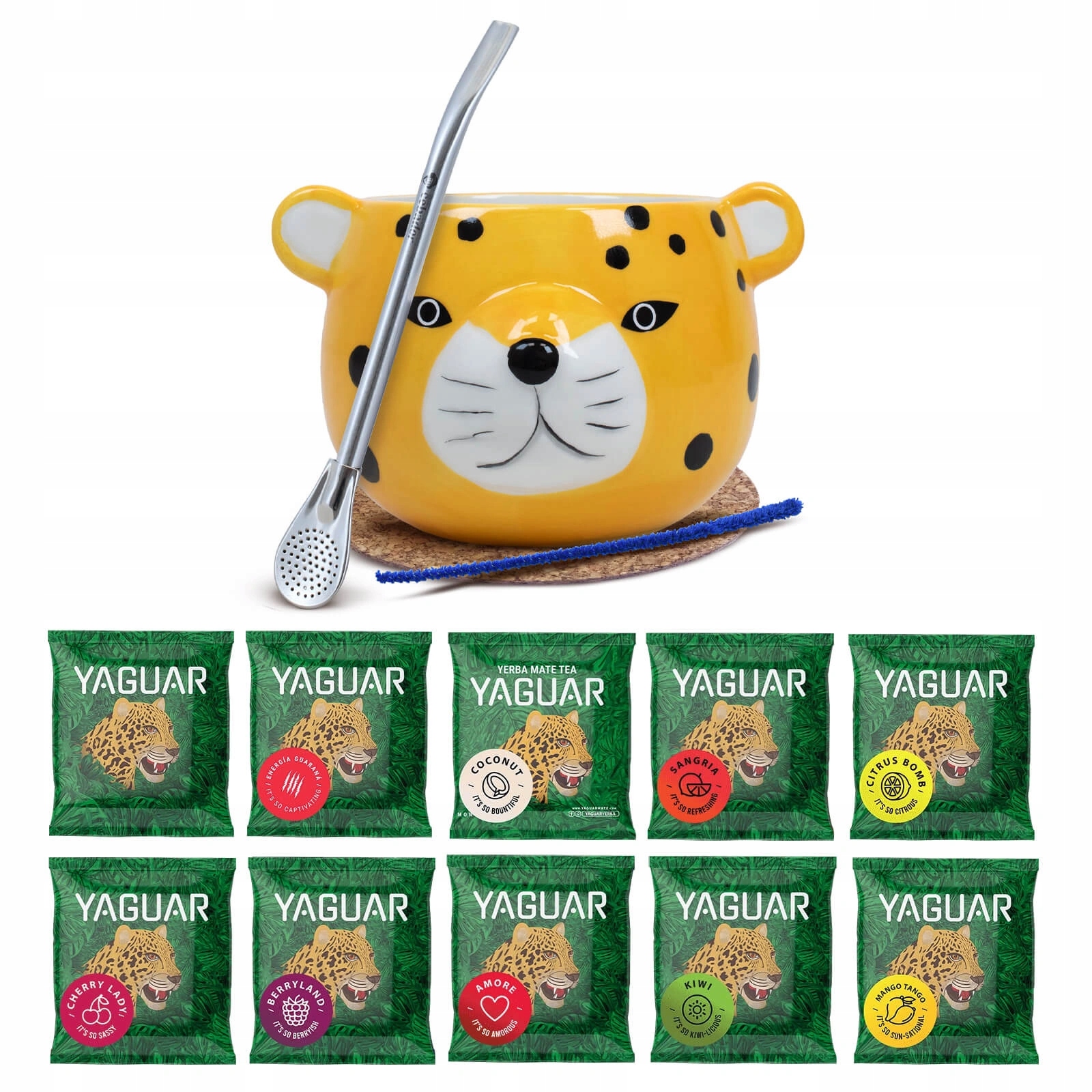 Sada Yerba Mate vzorky Yaguar 10x50 g Matero Bombilla