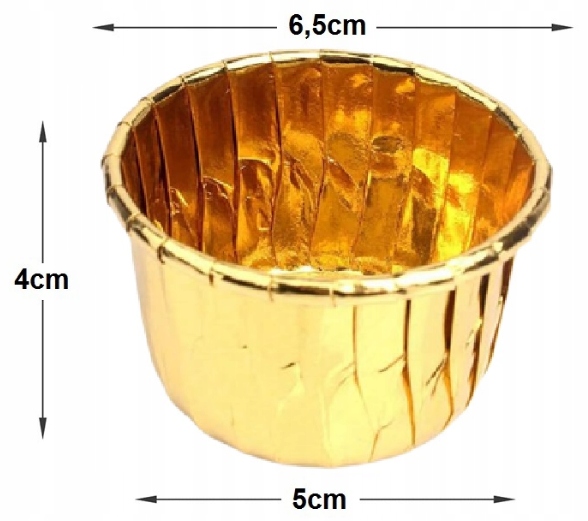 FOREMKI PAPIEROWE ZŁOTE 50 SZT DO MUFFINEK BABECZEK PAPILOTKI MUFINKI Wysokość produktu 4 cm