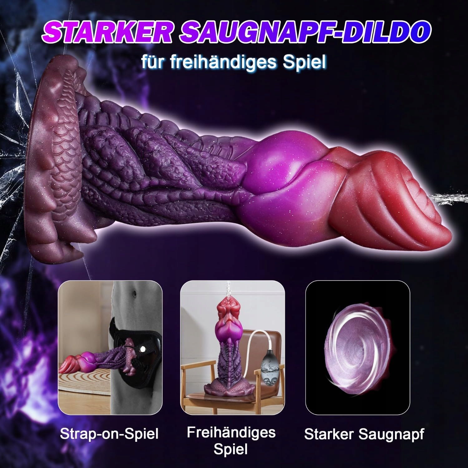 SPRITZ MONSTER Dildo 19cm Silikon Drachendildo z Przyssawką — miniatura 5