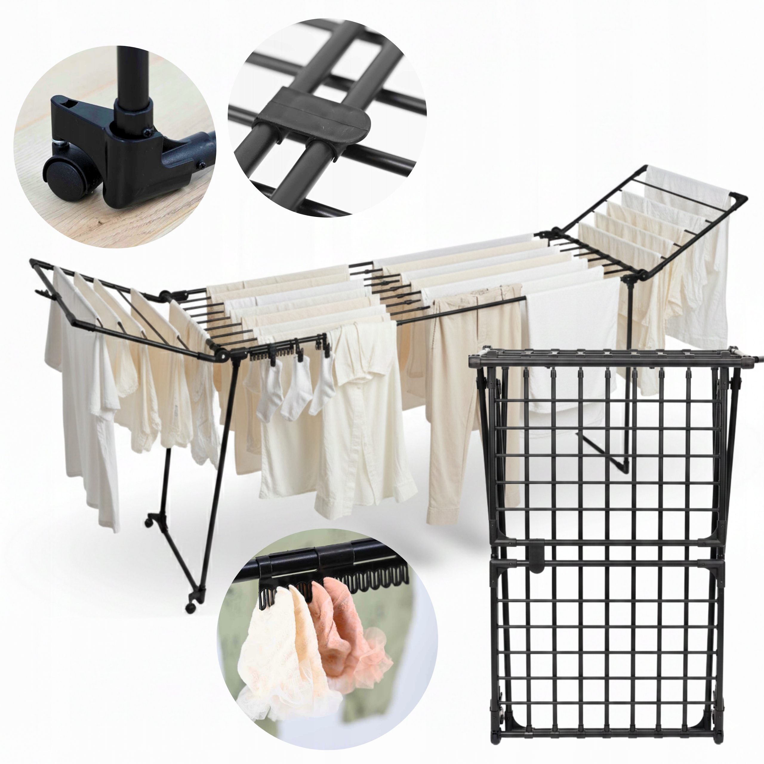 Levně Výsuvná Sušák prádla 27 m, velká rodinná sušička Gigant s výsuvnými rukojeťmi York