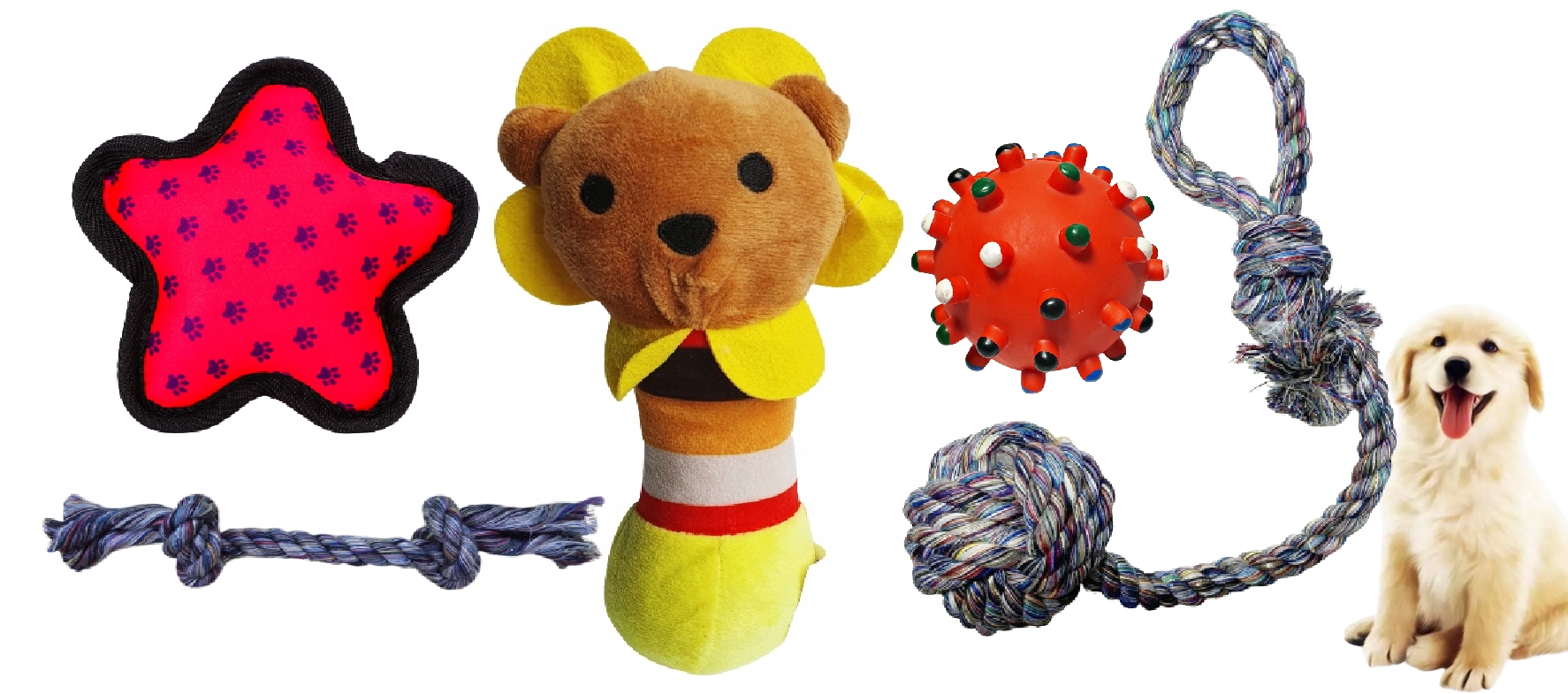 

Zestaw zabawek dla psa 5 szt szarpak piłka pluszak