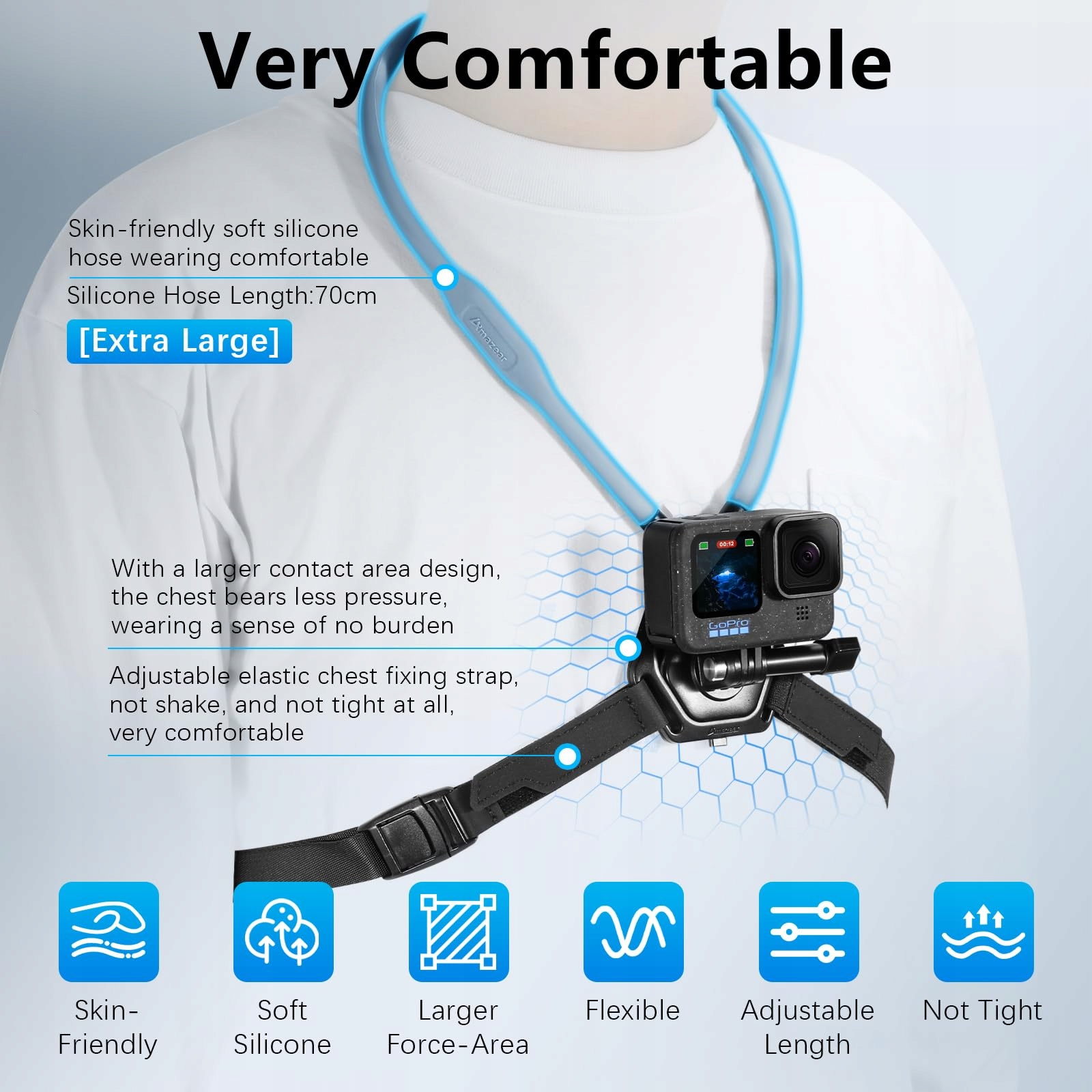 AMAZEAR Uchwyt Na Szyję Do DJI Action GoPro Insta360 Vlog Akcesoria — miniatura 2