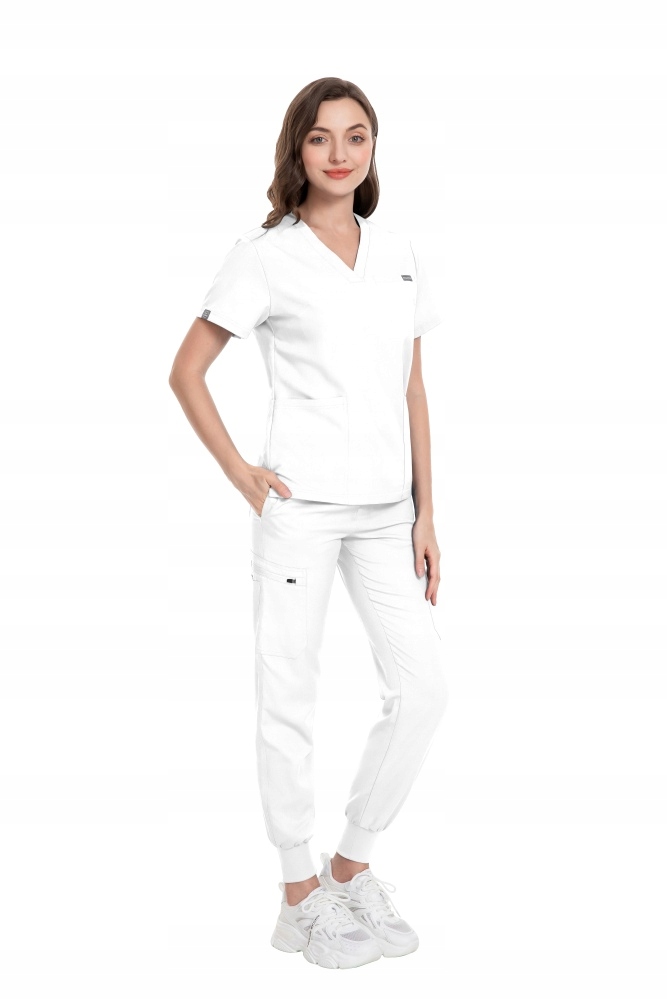 Komplet Medyczny Damski Scrub Uniform, Model Care, Kolor White, Rozmiar S