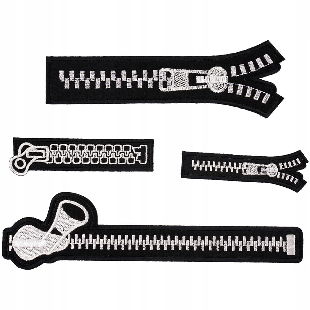 Haftowane naszywki TERMO, zestaw naprasowanek - Metalizowane suwaki srebrny