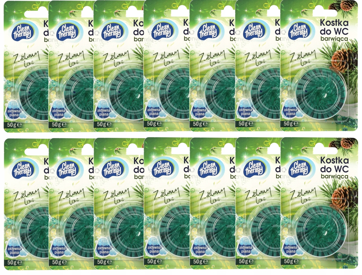 14 X KOSTKA BARWIĄCA KOSTKI KRĄŻKI KRĄŻEK DO WC SPŁUCZKI ZIELONY LAS