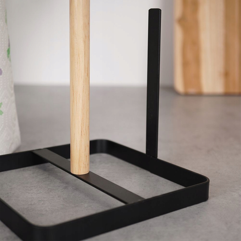 Stojak KUCHENNY czarny metalowy drewniany na ręcznik papierowy ręczniki Długość/wysokość 30 cm