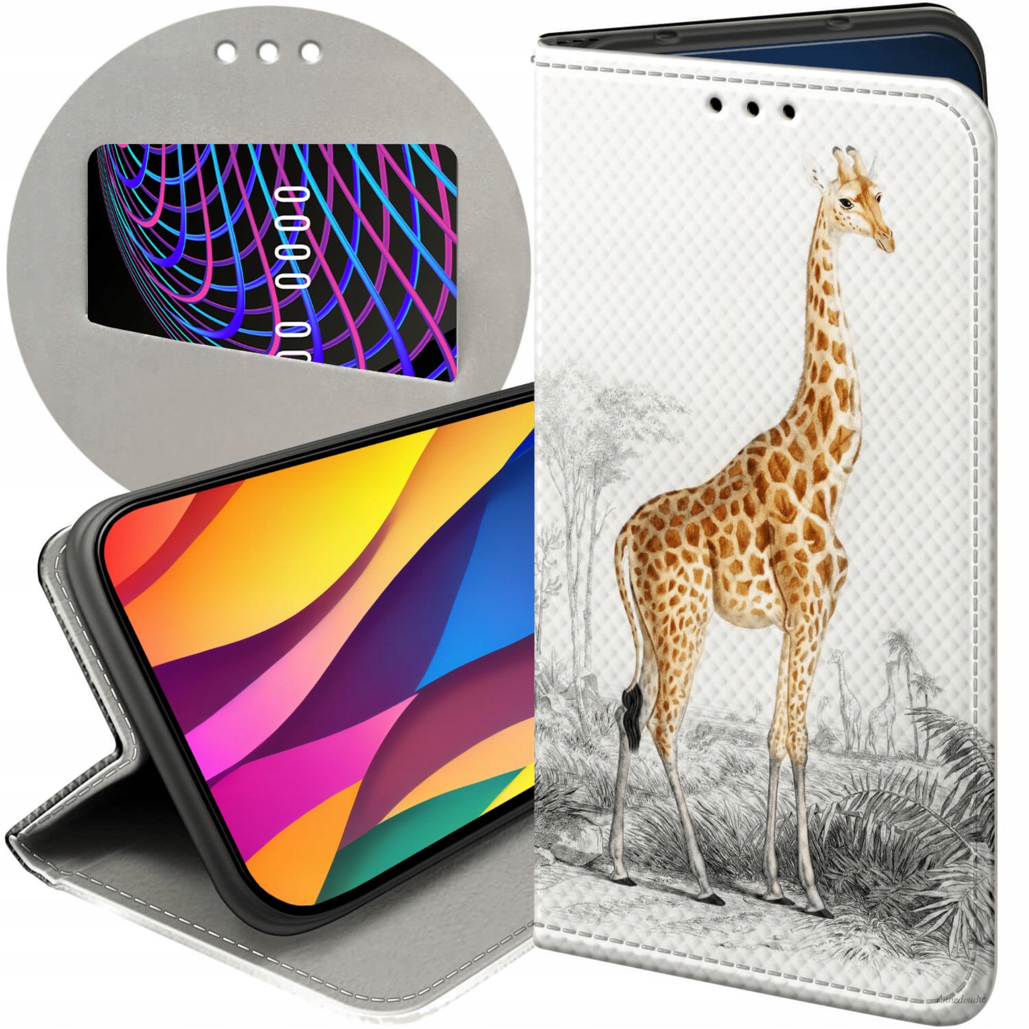 Etui Z Klapką Do Honor MAGIC7 Pro Żyrafa Śmieszne Sawanna Futerał