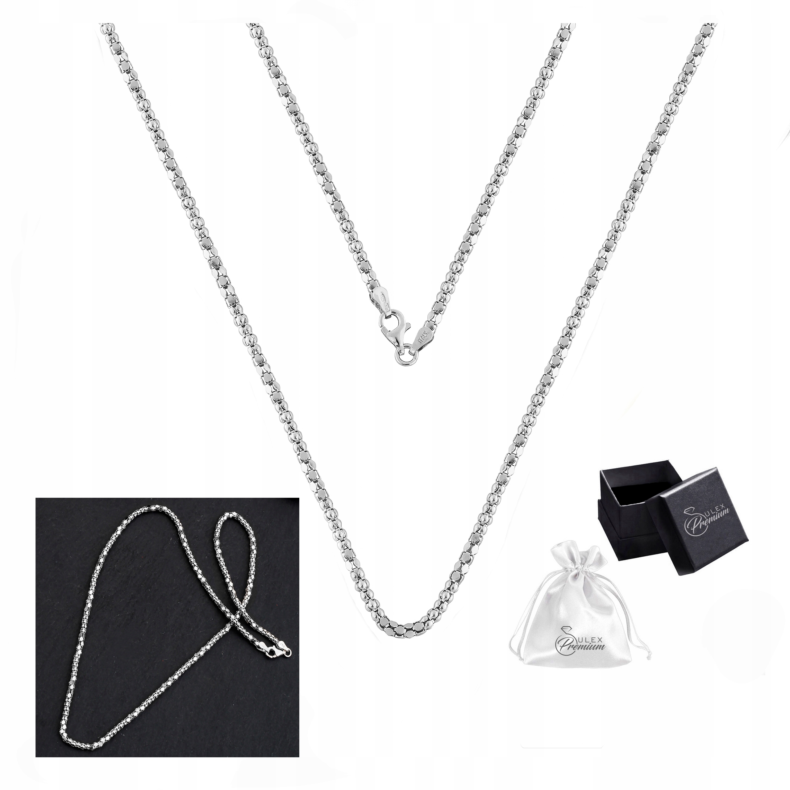 Stříbrný Řetízek 925 Elegantní Coreana Popcorn Rhodiovaný 50 cm x 2,7 mm