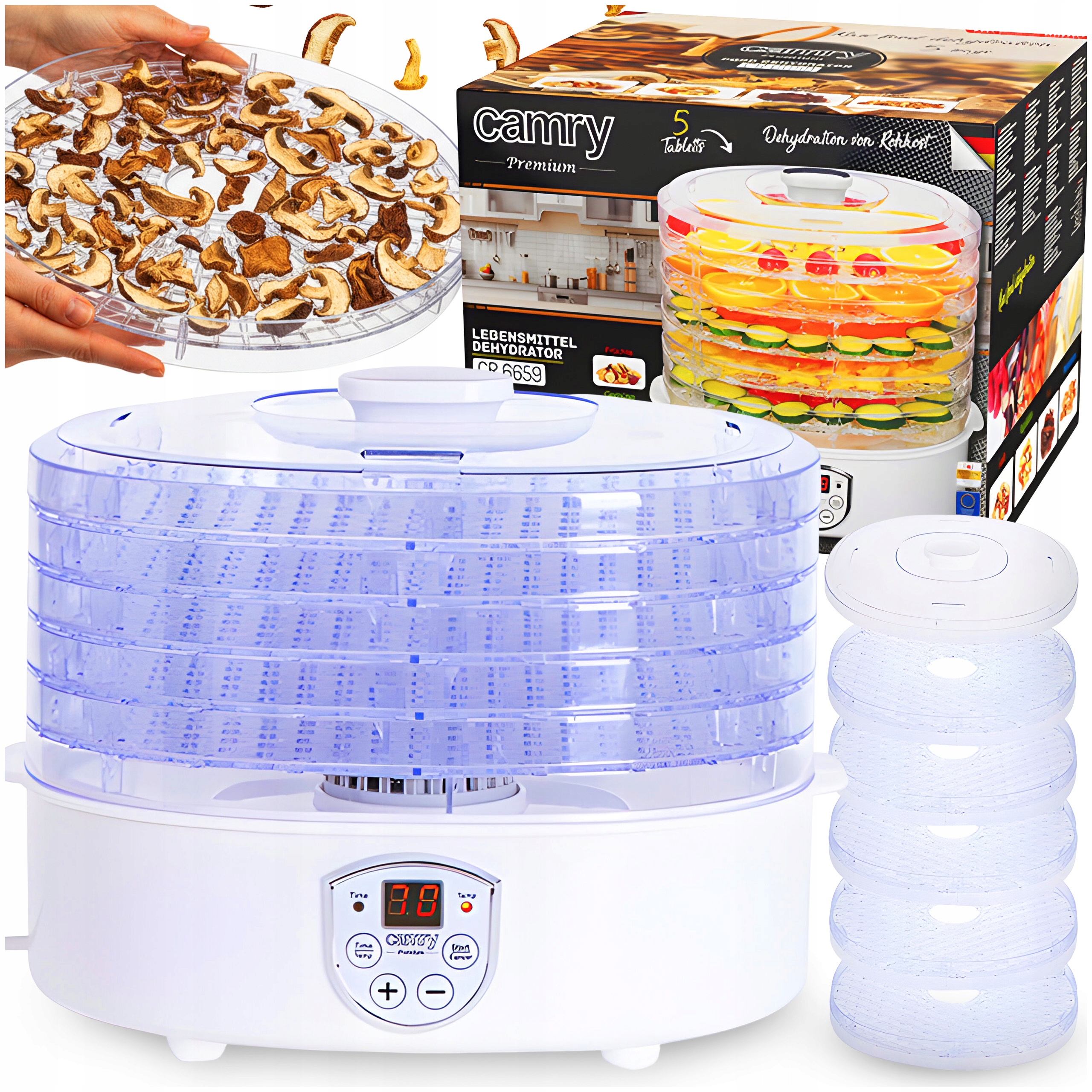 Sušička Hub Ovoce Zeleniny Potravin Velký Časovač Výkon 550 W