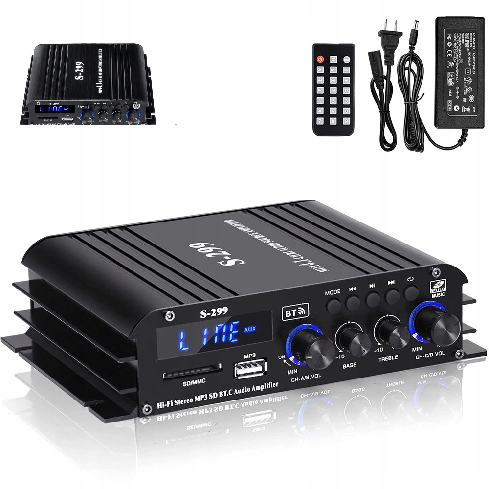 Receiver Zesilovač Hifi Stereo Bluetooth Rádio Digitální Zesilovač