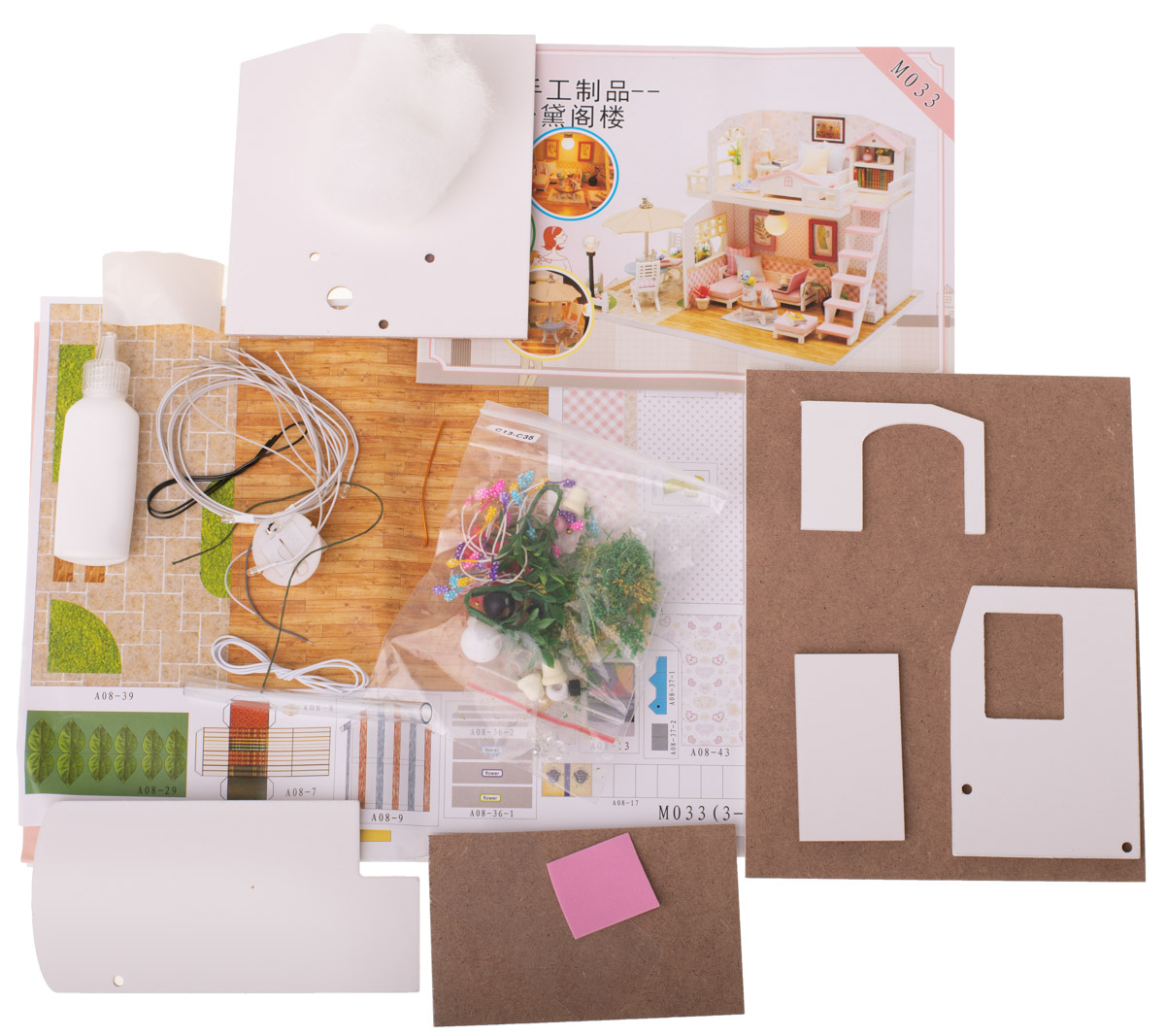 DOMEK PIĘTROWY DREWNIANY MODEL DO ZŁOŻENIA DIY LED Kod producenta KX6996