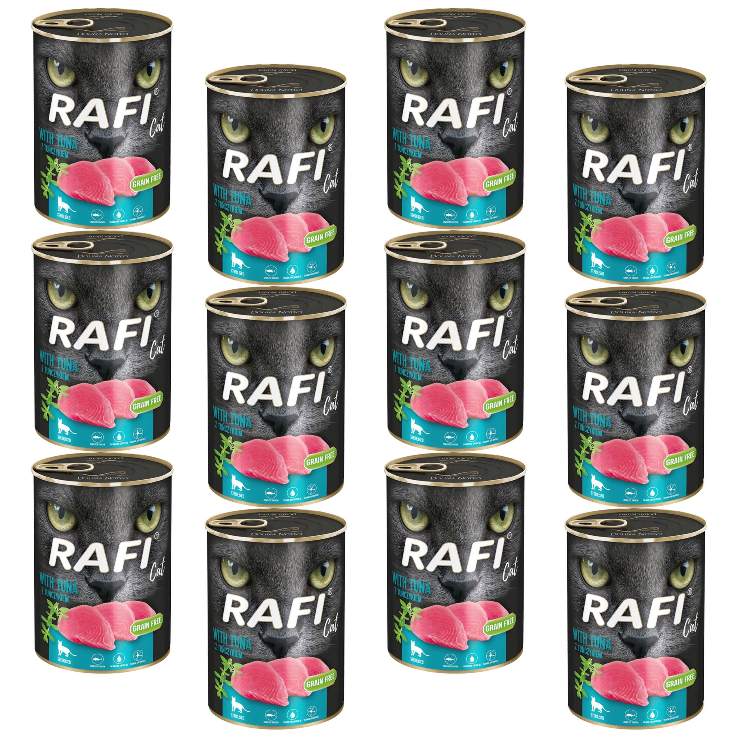 Levně Rafi Cat Dolina Noteci Krmivo mokré pro kočky Tuňák 12 x 400 g bez obilovin