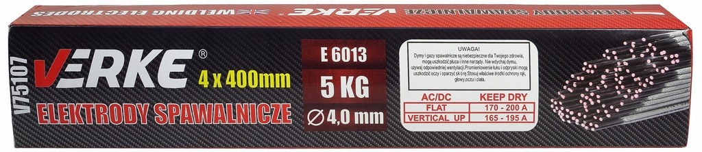 ELEKTRODY SPAWALNICZE 4,0mm 5kg 400mm RÓŻOWE RUTYLOWE DO SPAWANIA SPAWARKI Marka Verke