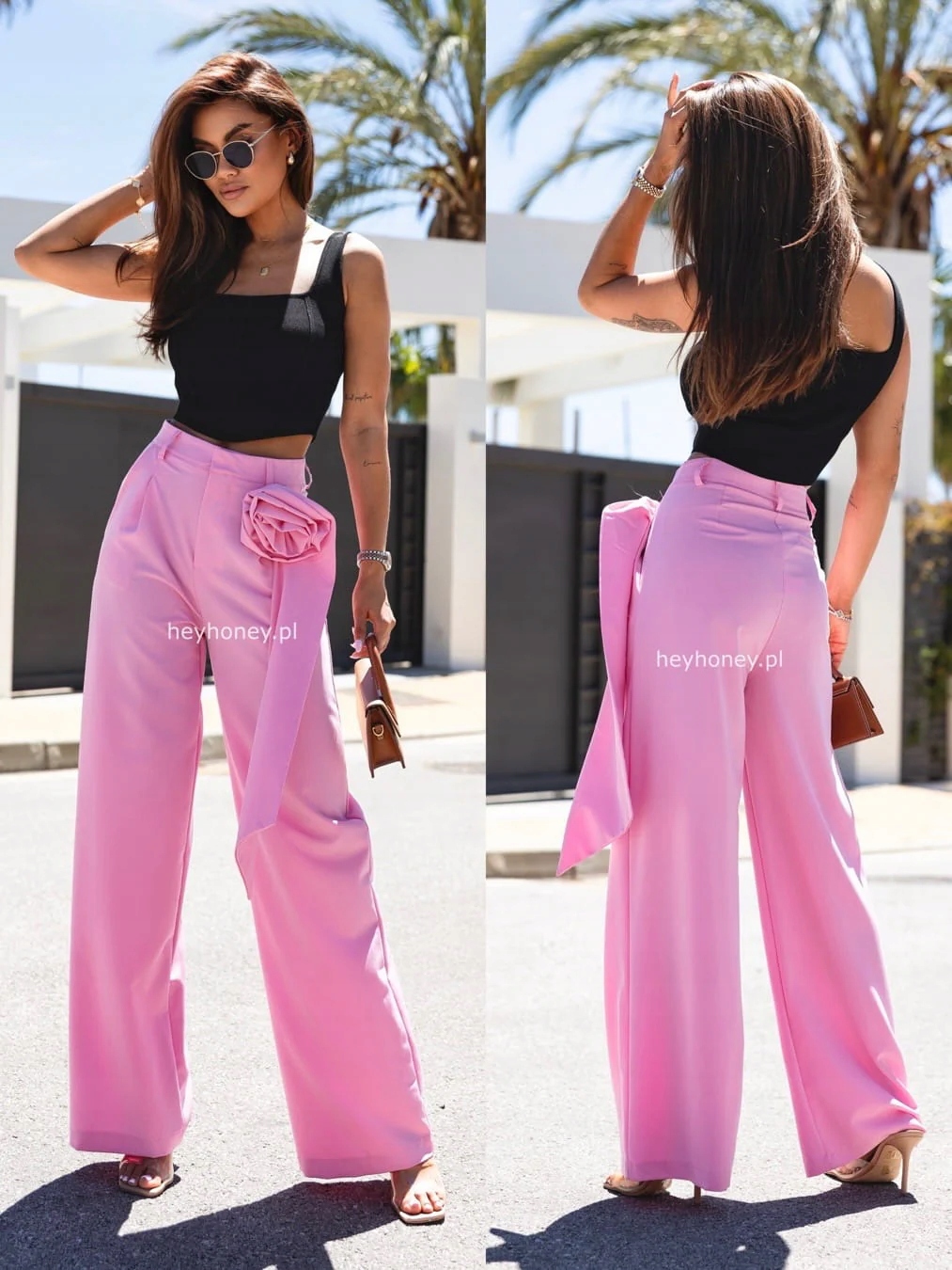 Elegantní kalhoty s ozdobnou růžovou barvou Mingle L