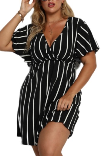 

Cudowna Sukienka W Paski Plus Size Kolory