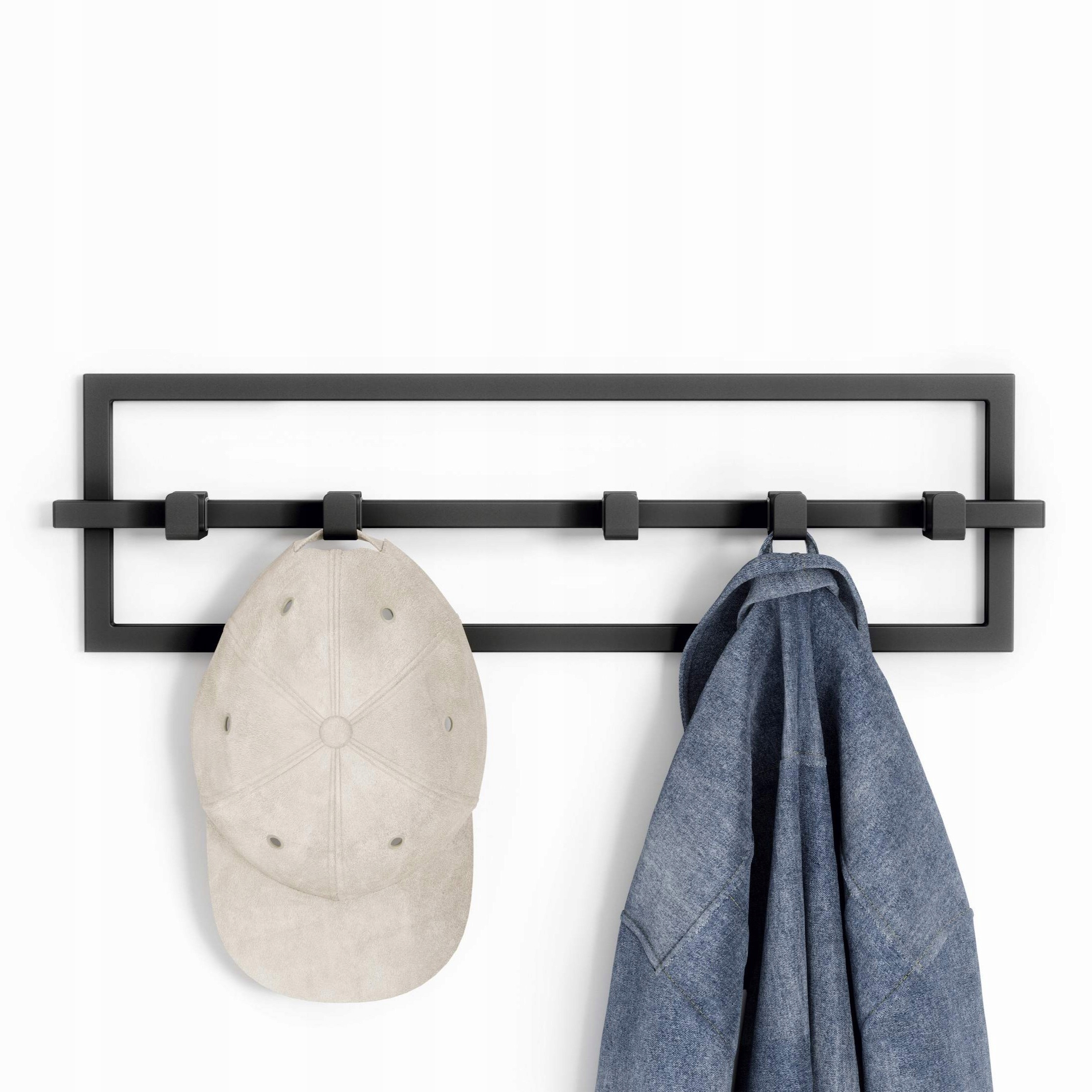 Nástěnný věšák na oblečení, bundy, černý do předsíně na zeď Cubiko
