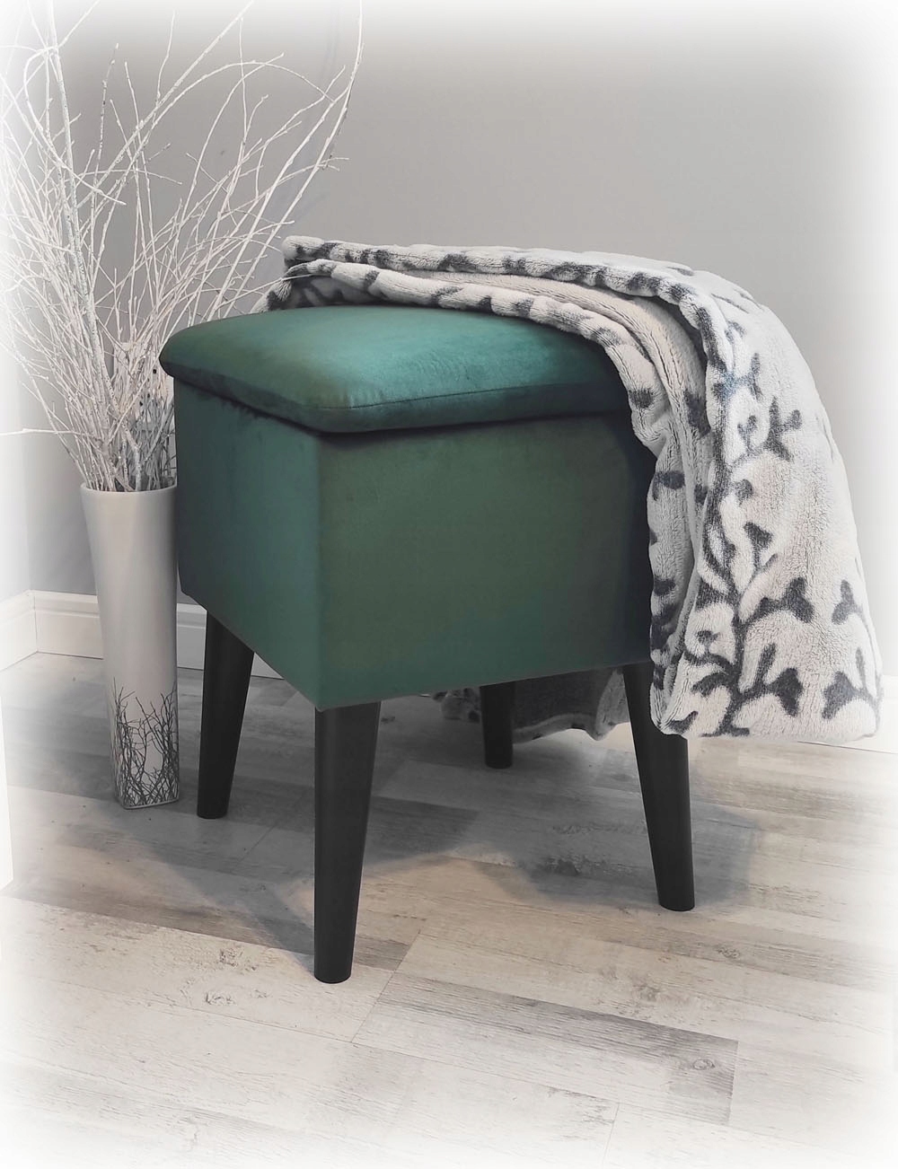 Taburet S Nádobou Skandinávská Zeleň Lahvová