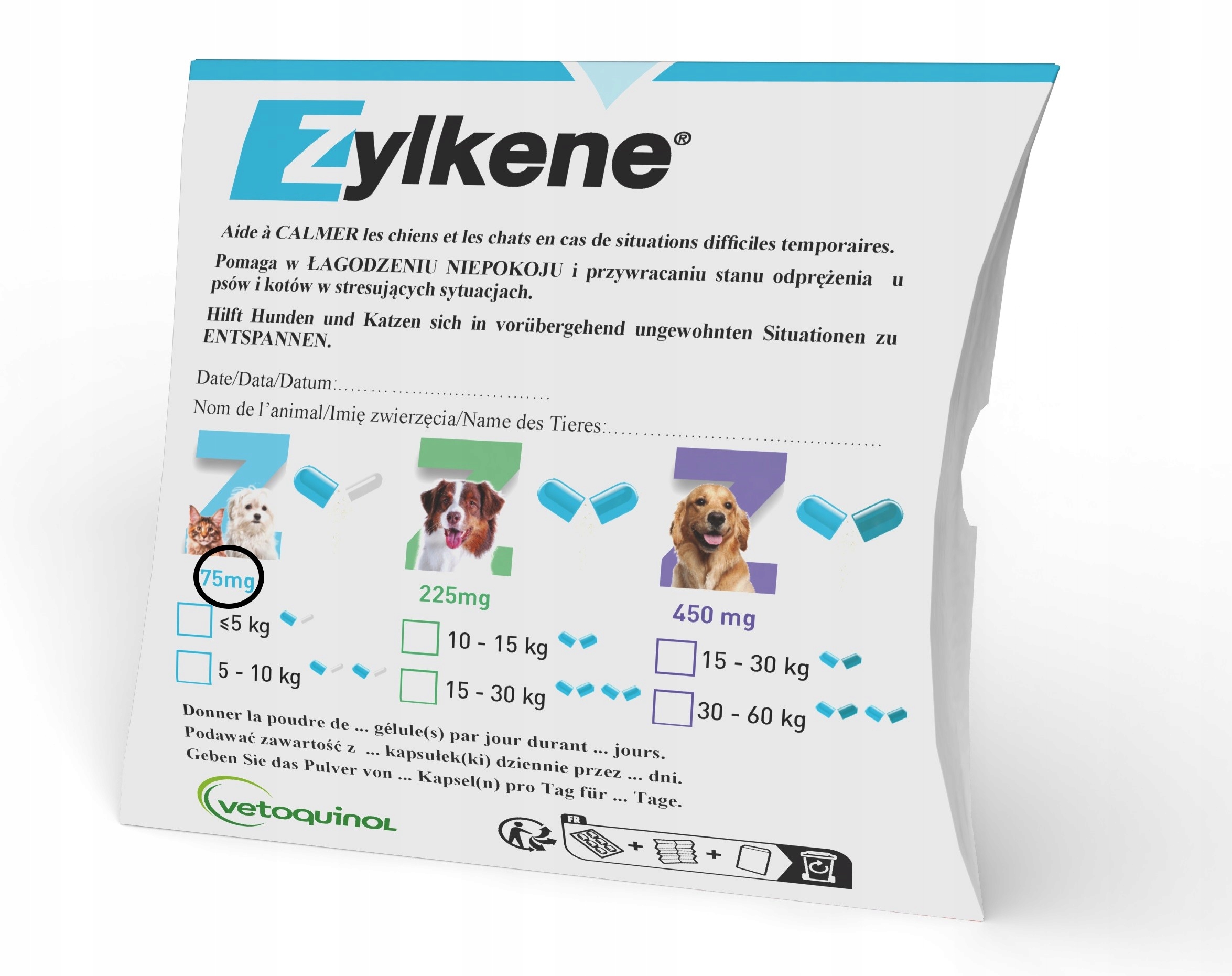 Vetoquinol Zylkene 75 mg 50 kapslí na stres a úzkost