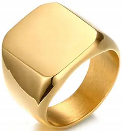 Zlatý Signet Luxusní Elegantní Minimalistický Obdélníkový Ocel Ušlechtilá