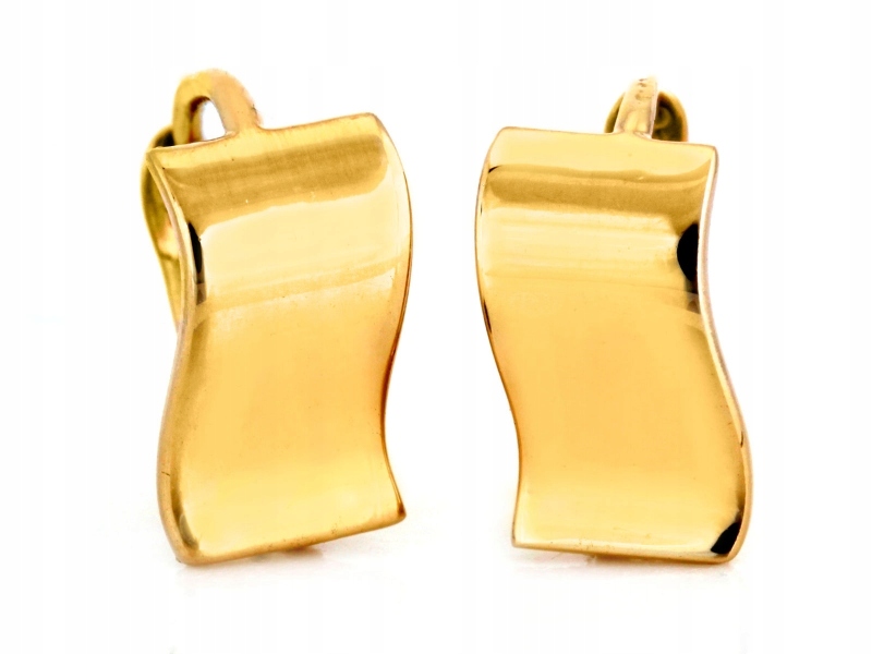 Zlaté Náušnice 585 14k Hladké lesklé plechy 1.75g anglické zapínání