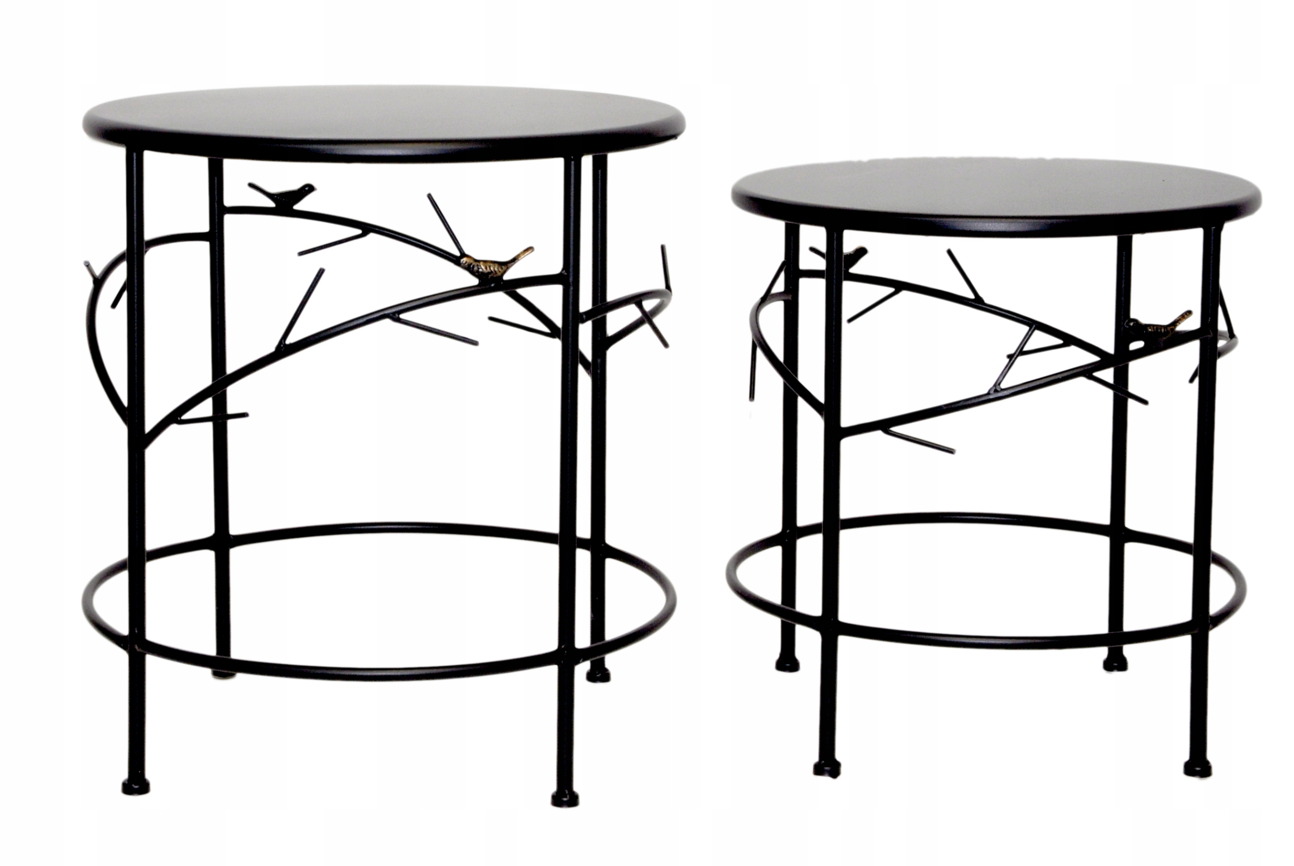 Okrúhle Stolíky sada 2 ks Metal čierna