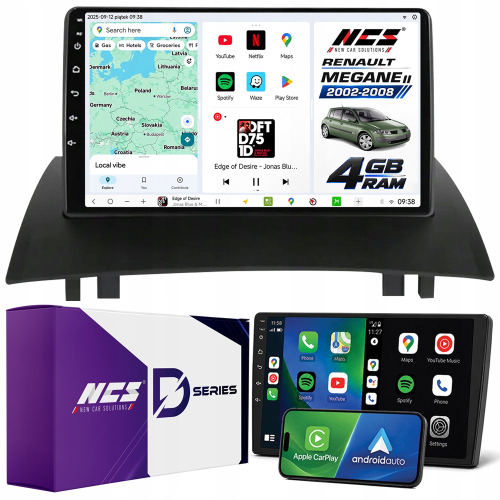Autorádio Ncs D9 Renault Megane 2 II 2002-2008 Android 4GB Lte