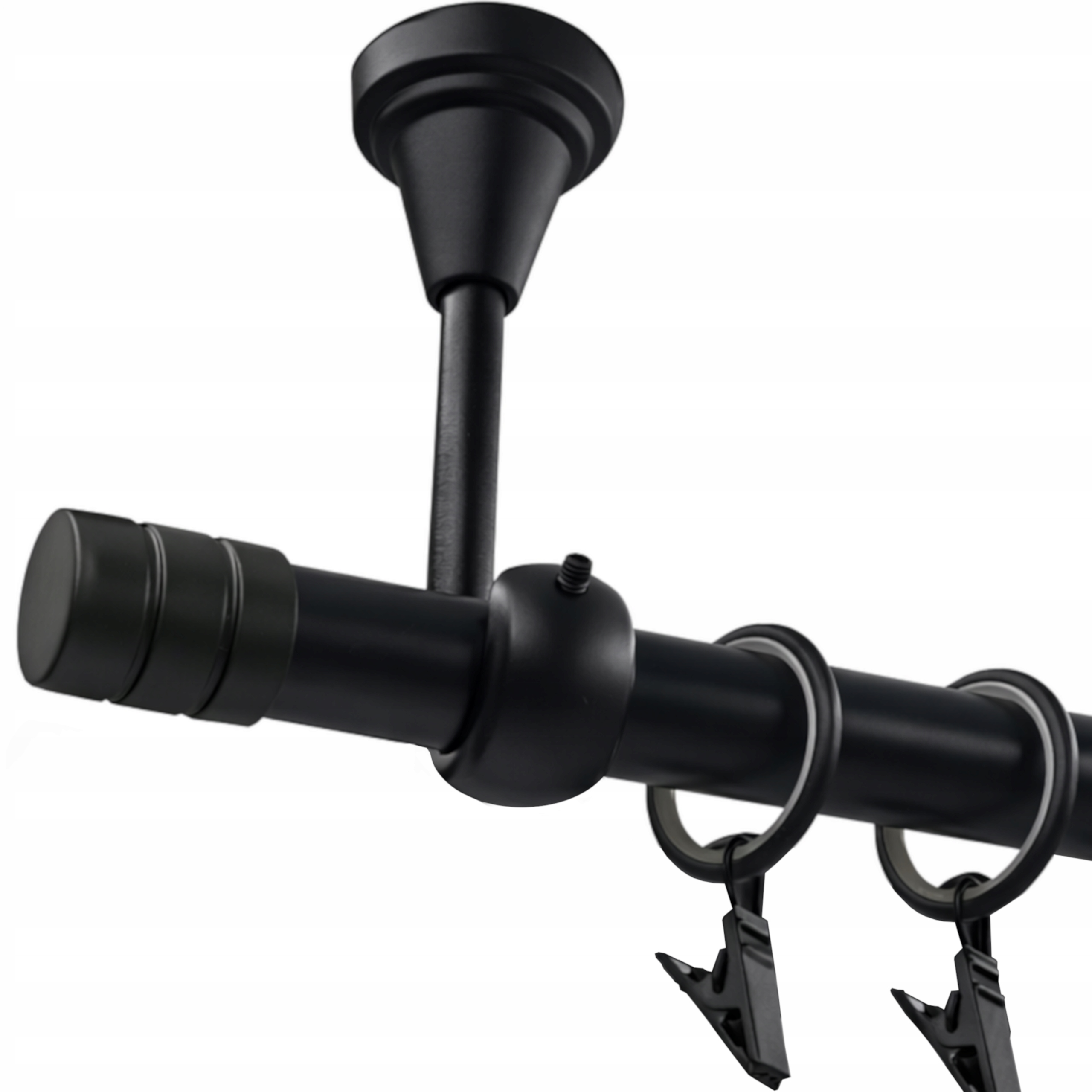 Jednoduchá Garnýž Stropní Kovový Černý Mat Fréza 19 mm 280 cm žabky