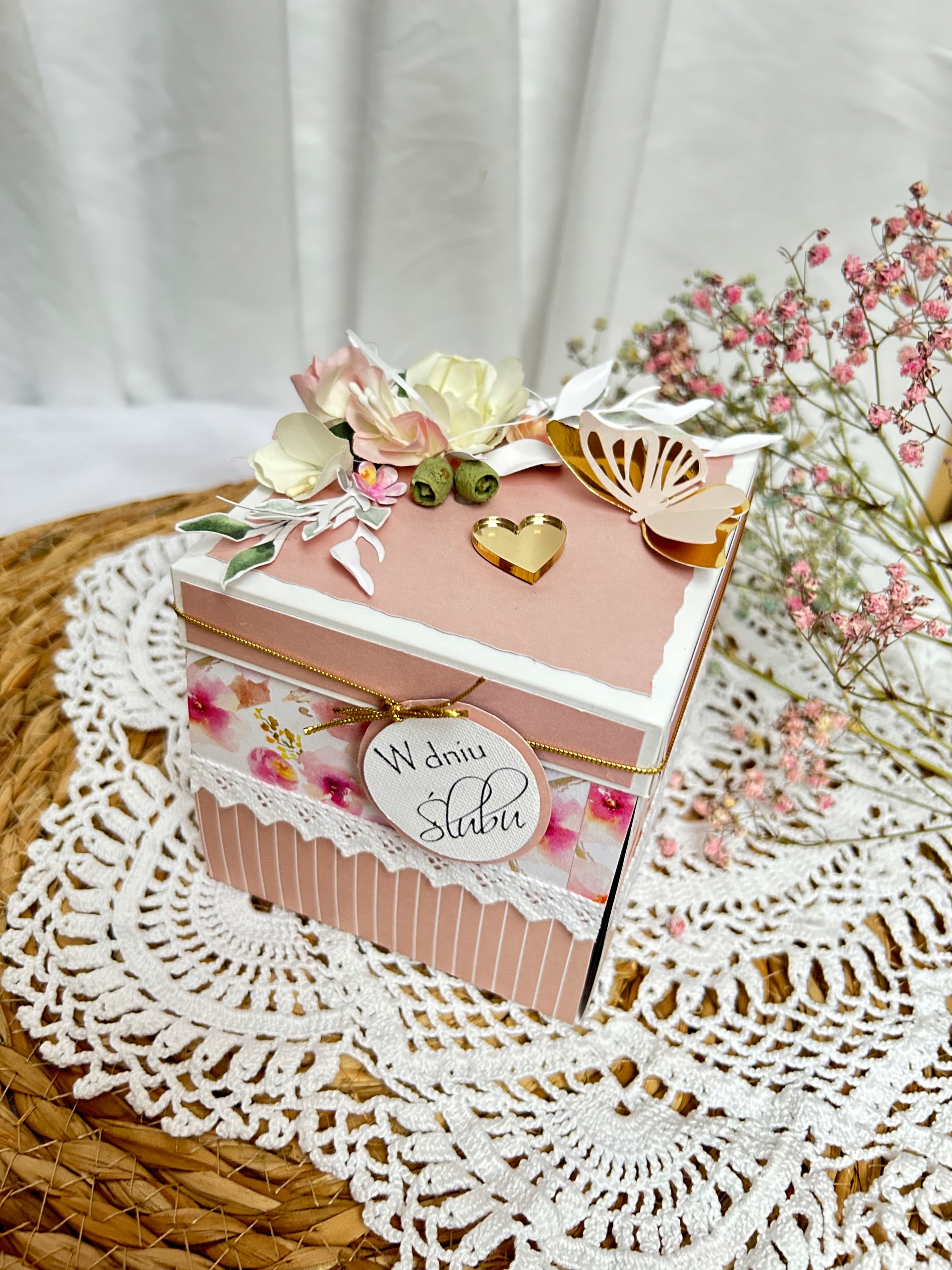 Svatební suvenýr exploding box přání dárek