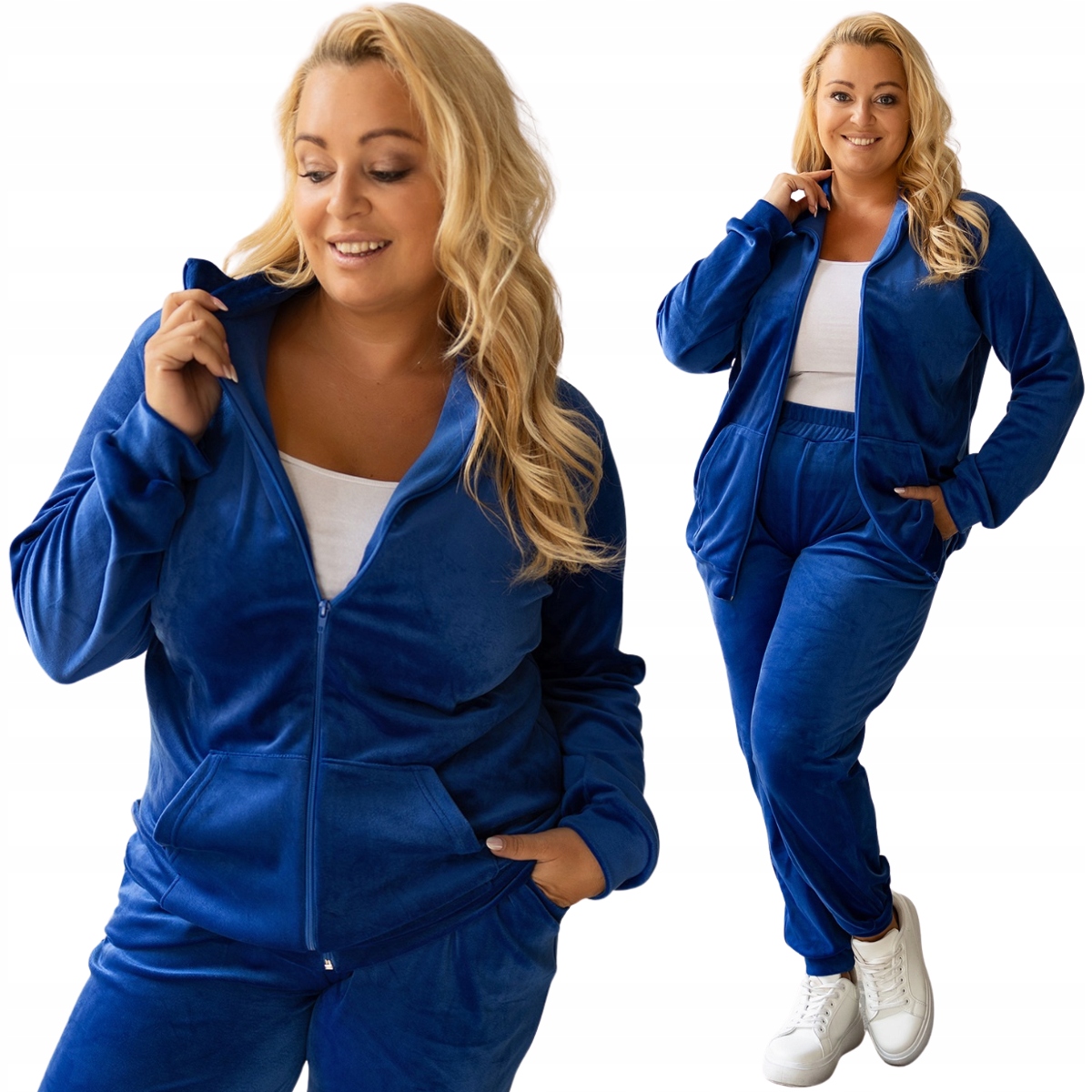 Dámský teplákovka teplákovka Plus Size s mikinou na zip kalhoty 772 4XL/5XL 48/50