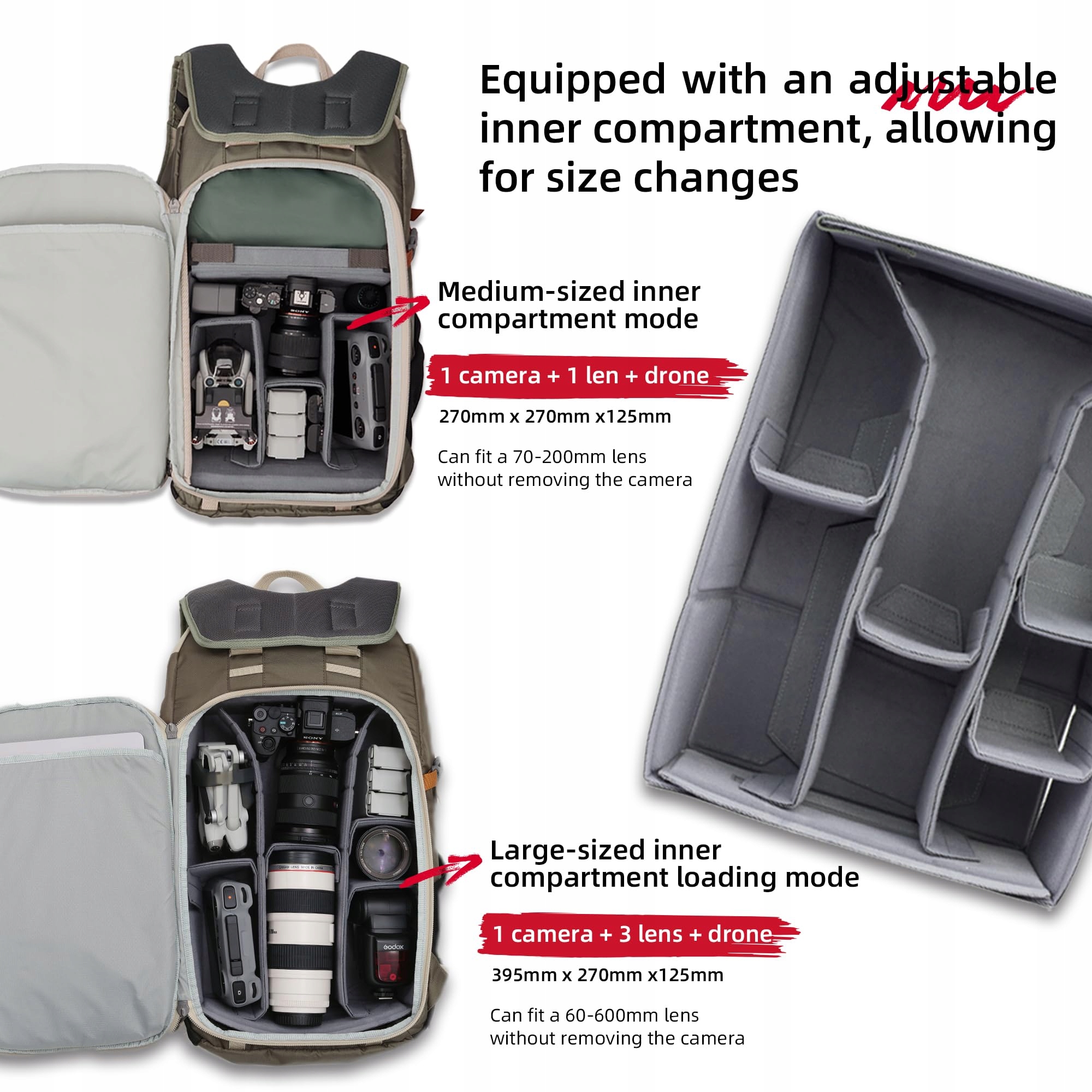 VSGO Plecak Outdoor Na Aparat Fotograficzny 35L Do Fotografii Podróży — miniatura 5