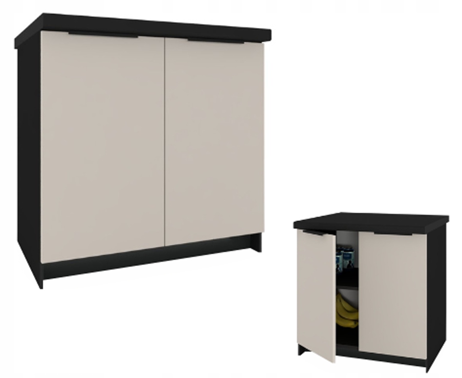 Kuchyňská skříňka Stojící Dolní Kira Černá Kašmír 80 cm, deska S Tlumením Dovírání