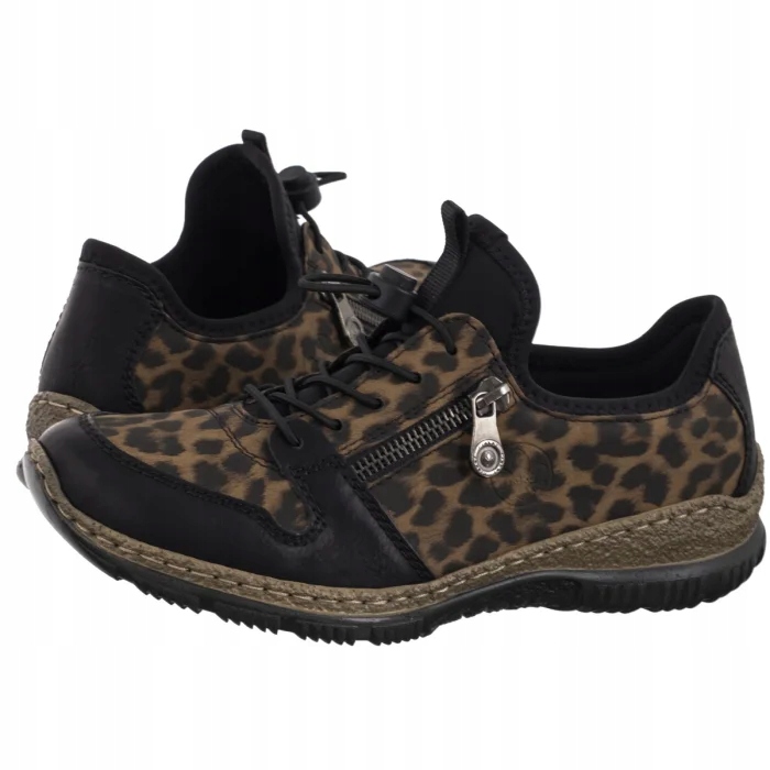 Dámské Kožené Polobotky Rieker Černé/Hnědé N32G0-90