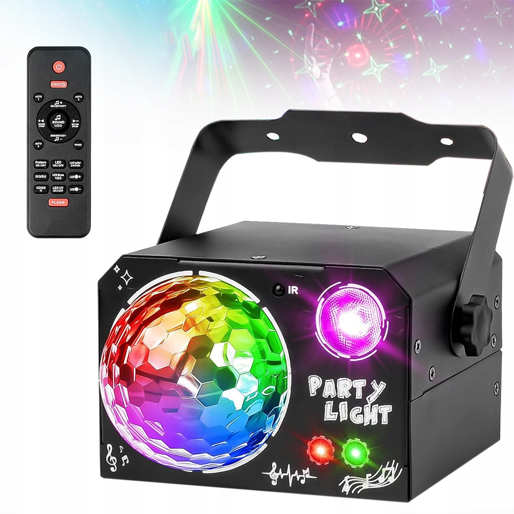 Led Světelný Efekt Disco Osvětlení Na Párty Laserová Koule Rgb Uv 4V1