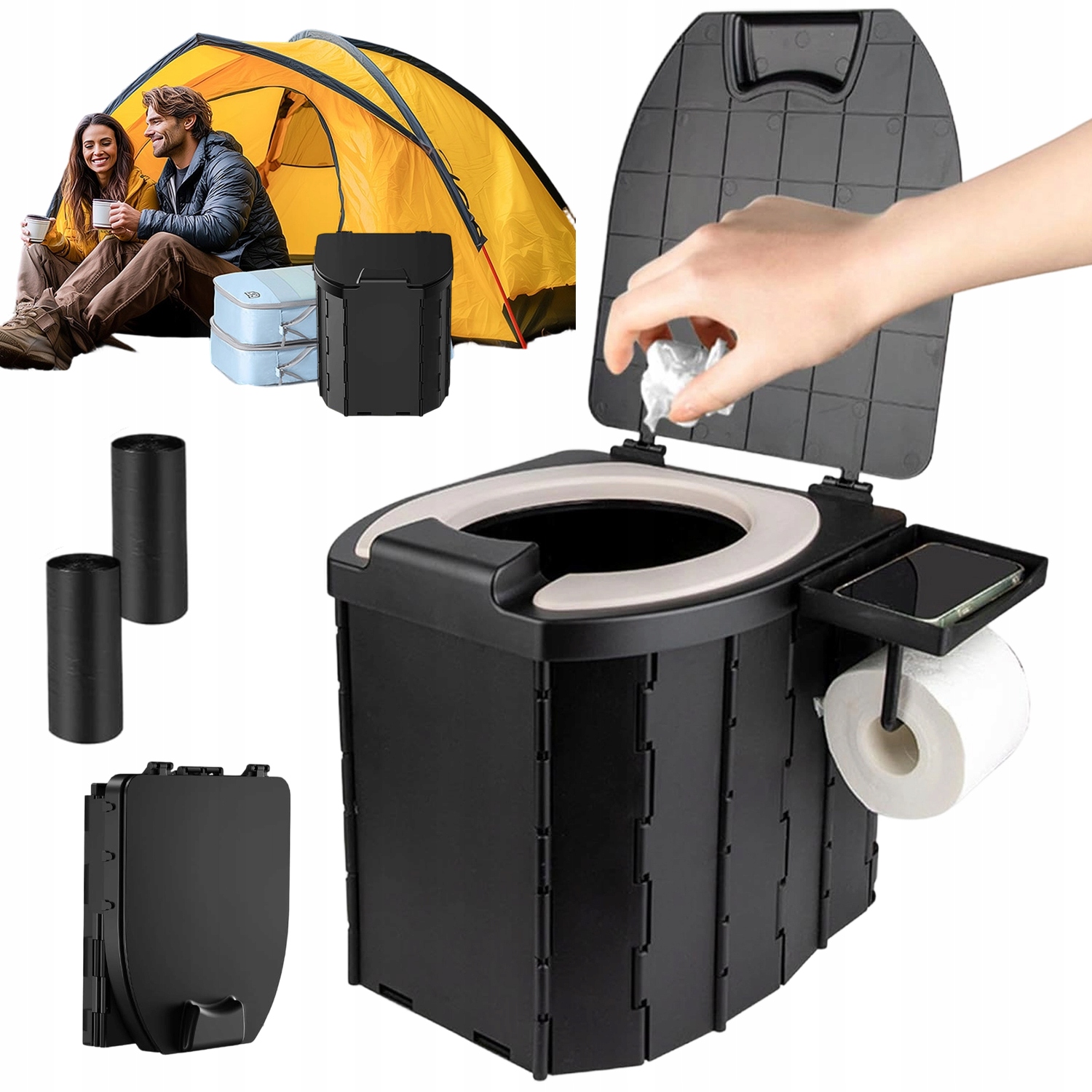 Kempingová Toaleta Přenosná Turistická Cestovní Toaleta Skládací 5 L