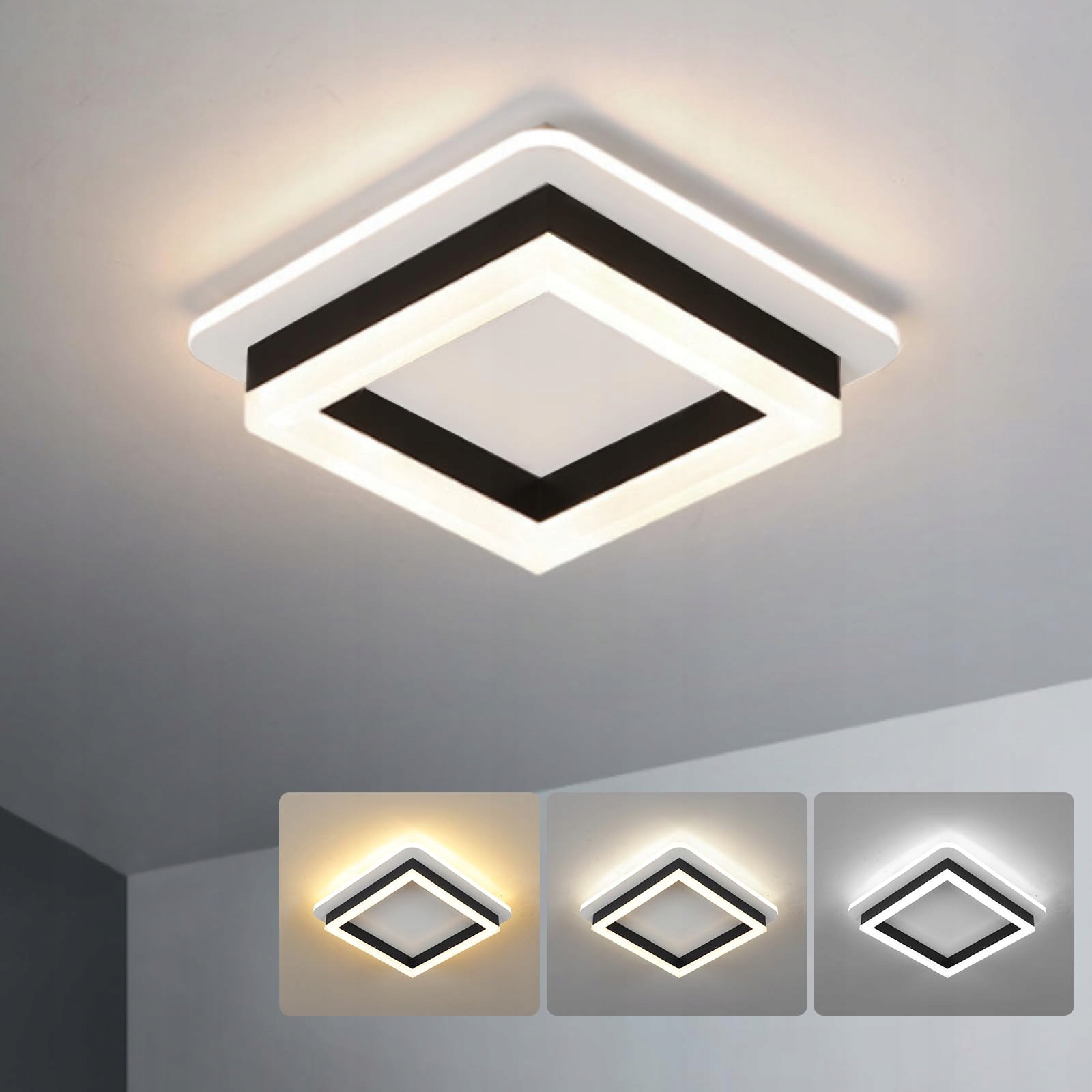 LAMPA SUFITOWA LED ŻYRANDOL PLAFON NATYNKOWY NOWOCZESNA 24W 3000K-6500K