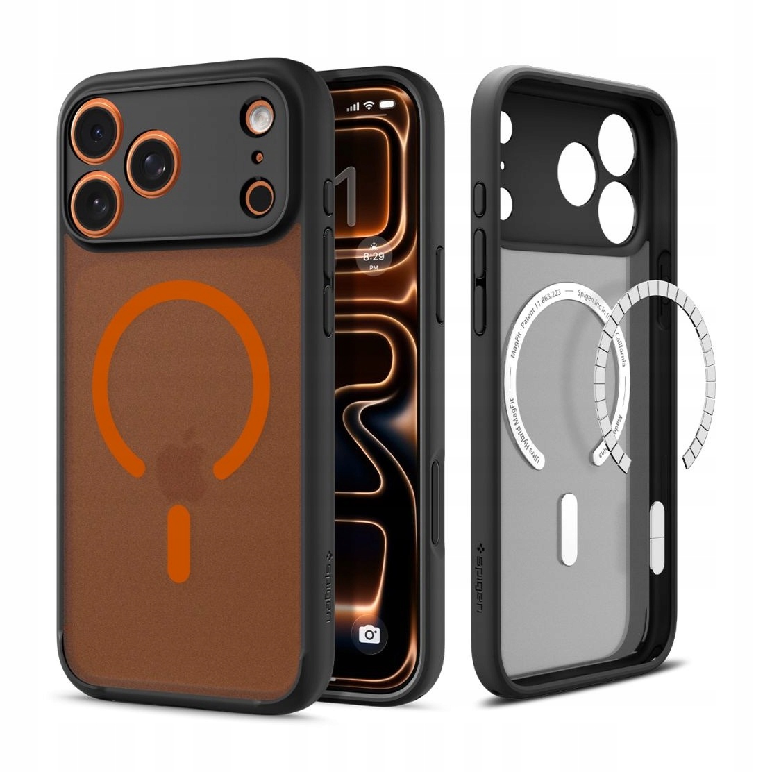 Etui do iPhone 17 Pro Spigen Ultra Hybrid Mag czarno-pomarańczowe