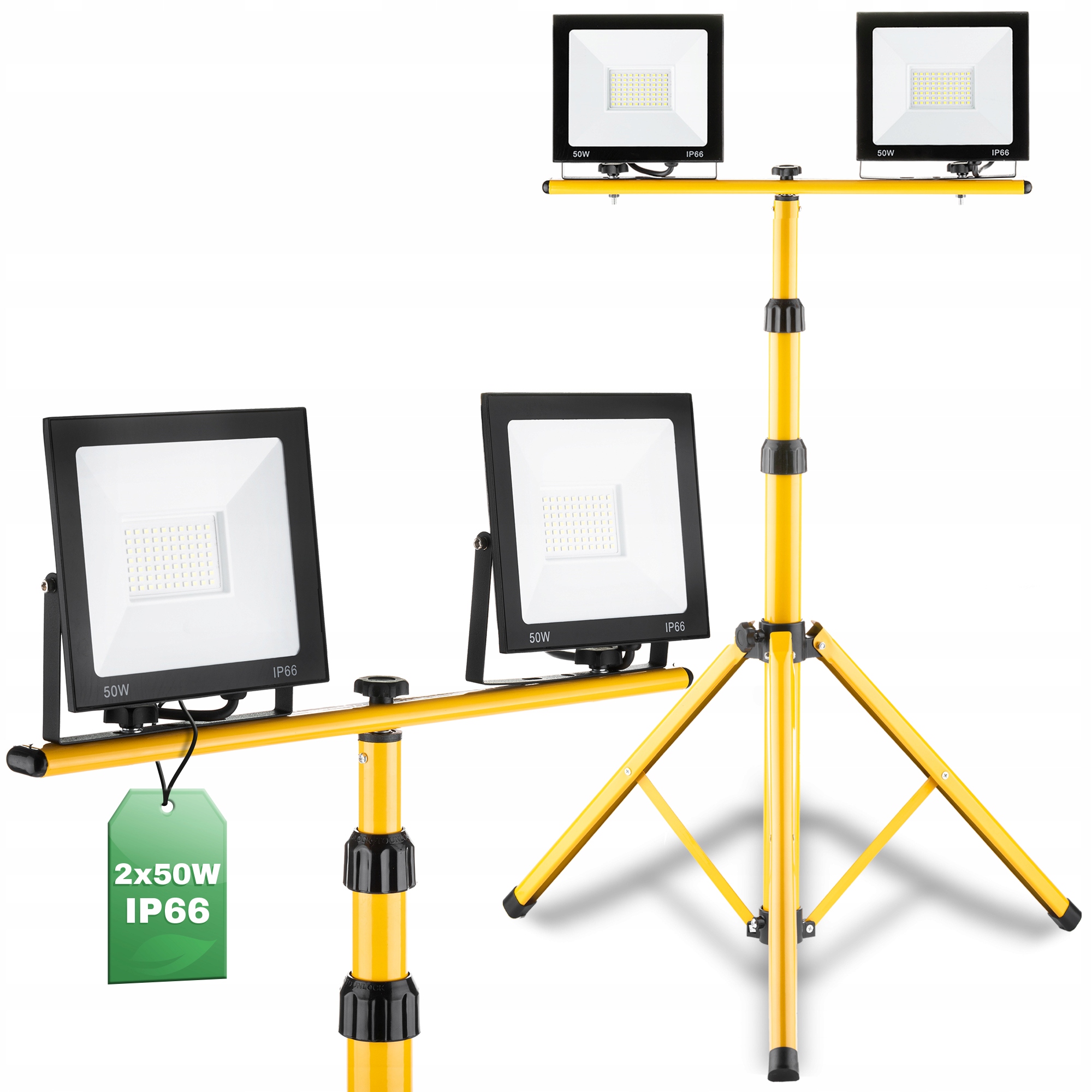 

Naświetlacz Halogen Led Lampa 2x 50W Statyw