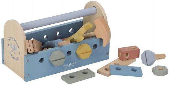 LITTLE DUTCH TOOLBOX WALIZKA MAŁEGO MAJSTERKOWICZA ŚRUBKI MŁOTEK KLUCZ FSC
