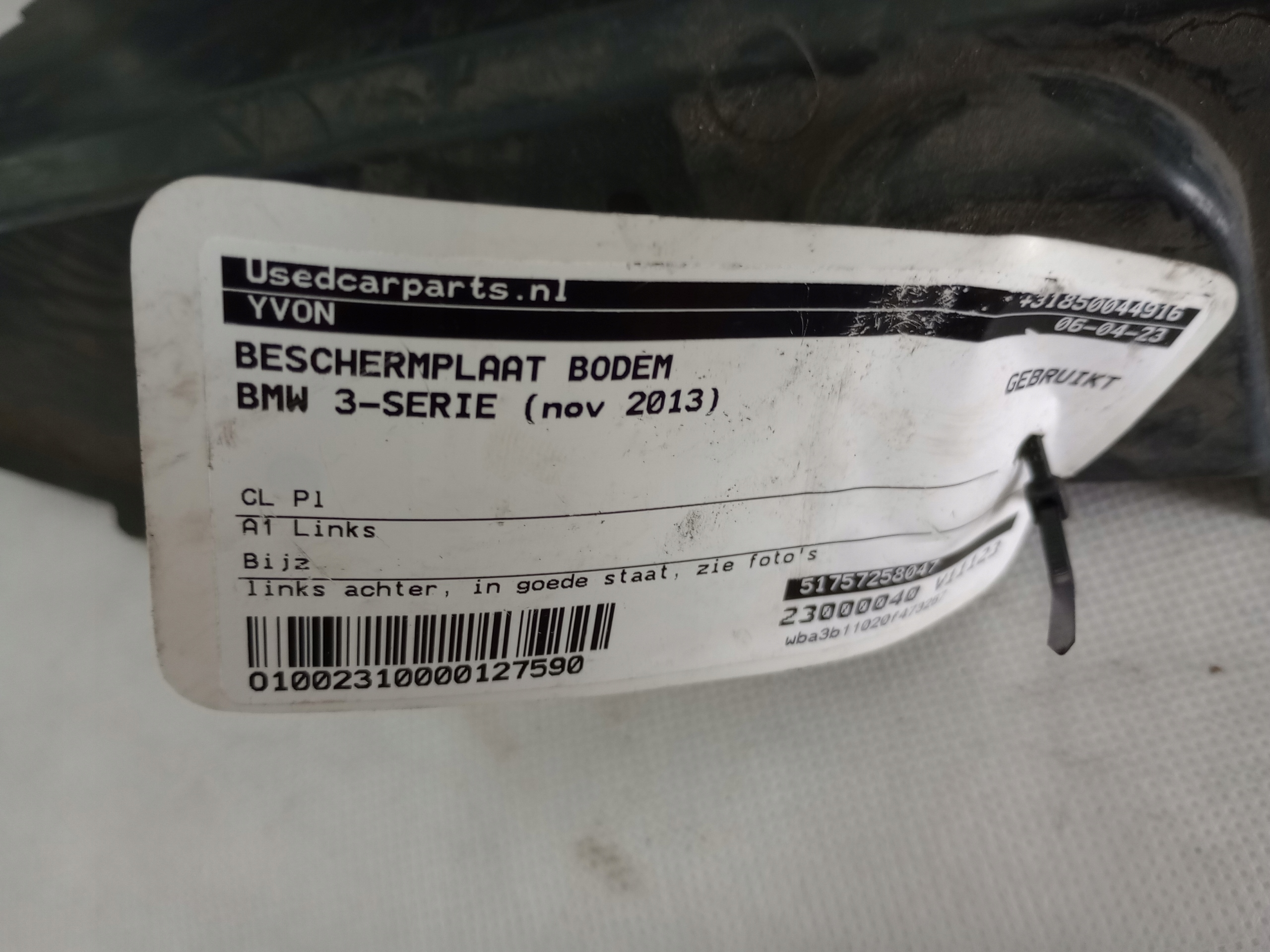 BMW SERIA 3 F30 31 2013 OSŁONA PODWOZIA LEWY TYŁ 7258047 EUROPA Producent części BMW OE