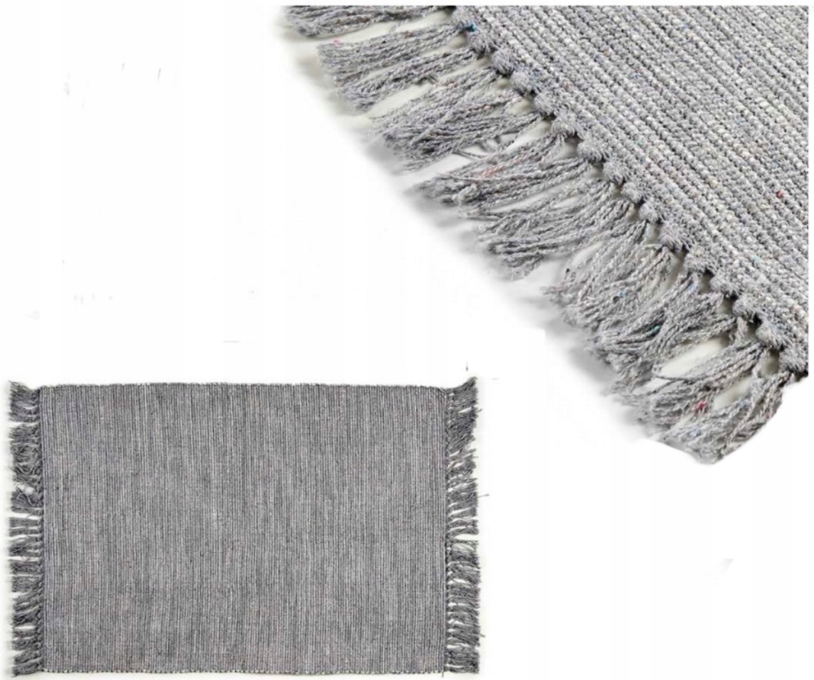 Koberec Koberec Tkaný Běhoun S Třásněmi pletený 180 x 120 cm Šedý Oldman